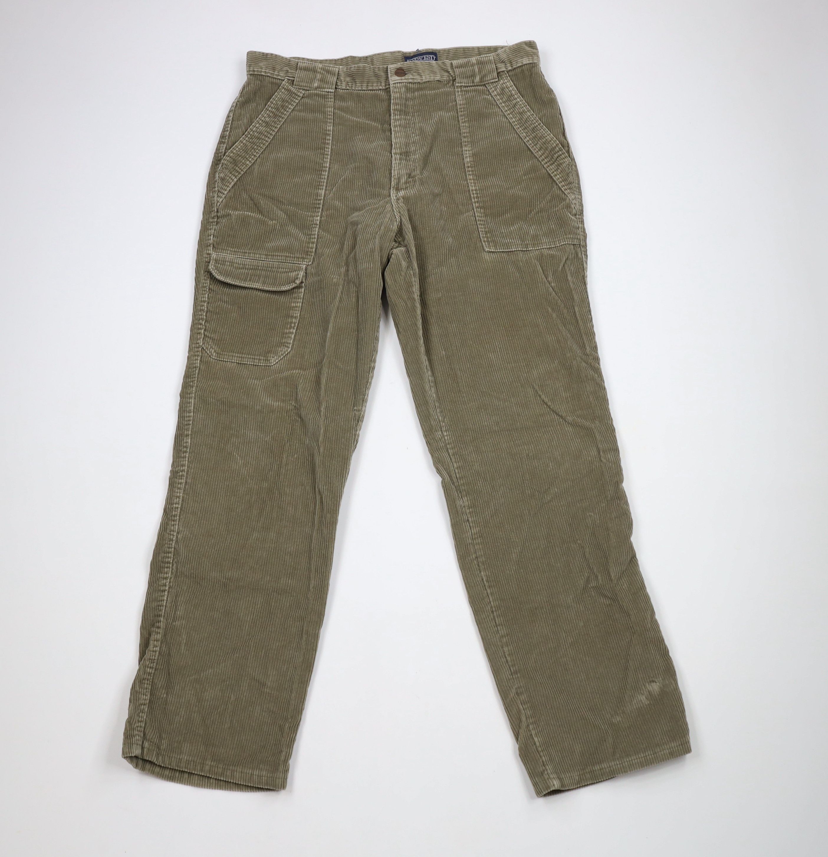 Lands' End × Vintage Vintage 90s Lands End Wide Leg Cargo Pants Green USA Size US 38 / EU 54 - 1 Thumbnail
