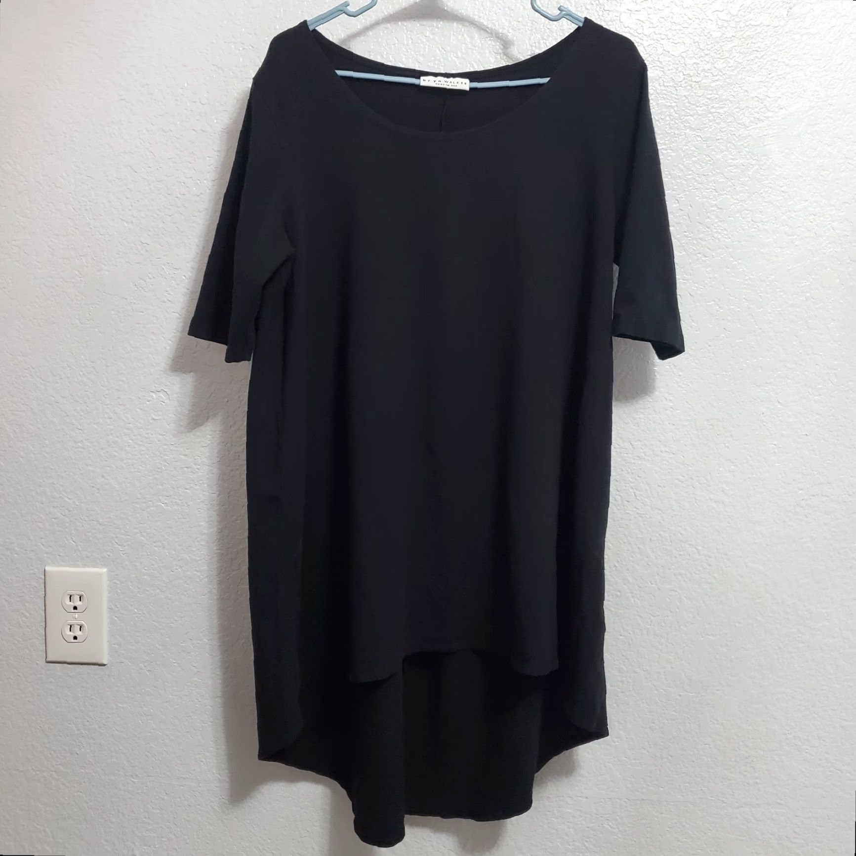 Vintage Bryn Walker Top Women M Black Bamboo Cotton Short Sleeve Tunic Hi Low Minimalist Size M / US 6-8 / IT 42-44 - 2 Thumbnail