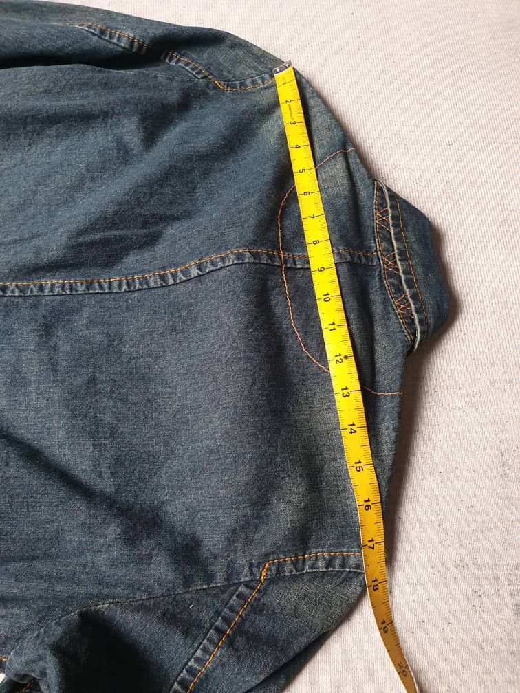 Japanese Brand 💥291295=Homme distressed patchwork Japanese chambray shirt Size US M / EU 48-50 / 2 - 9 Thumbnail