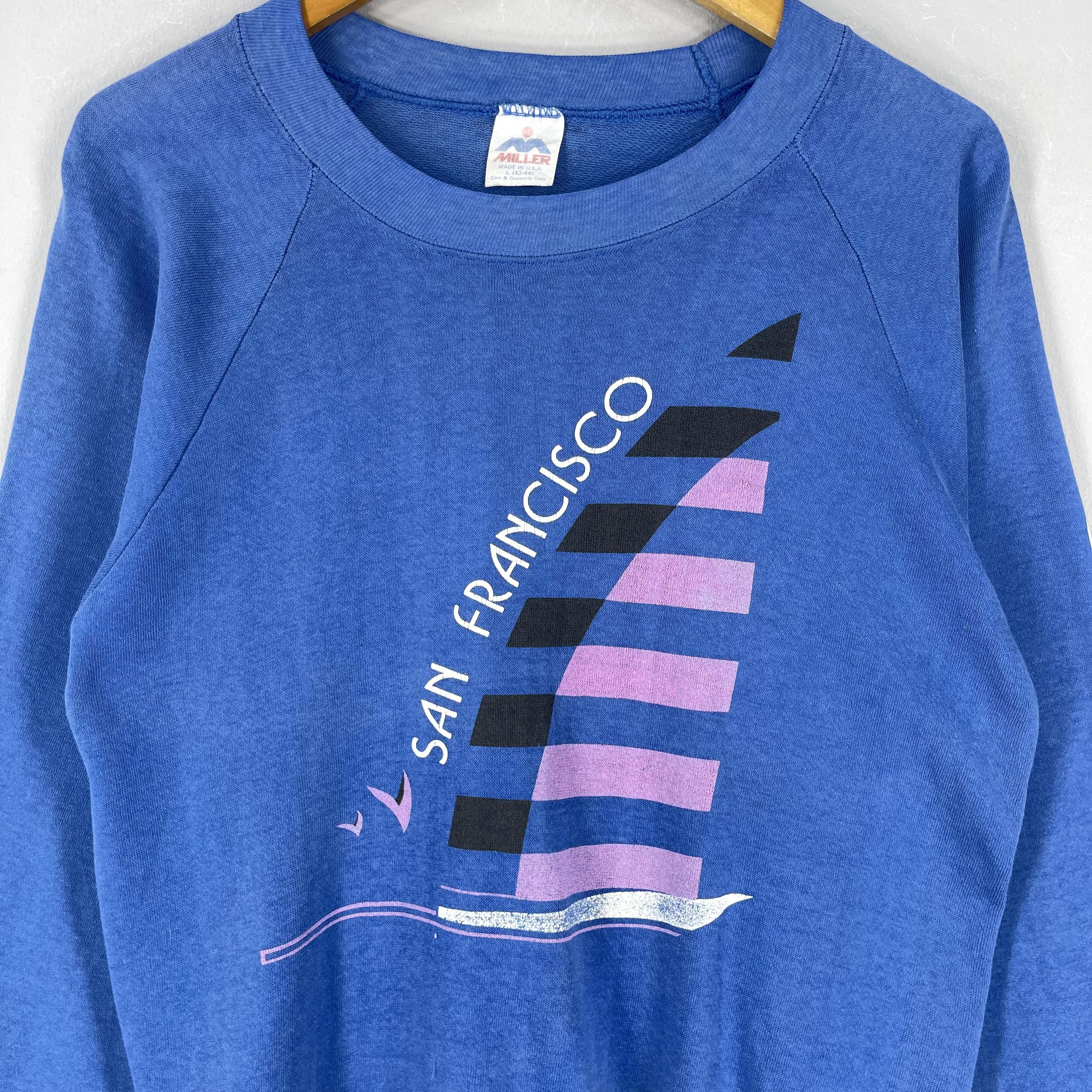 Vintage Vintage 90's SAN FRANCISO Yacht Sailing Printed Sweatshirt Size US M / EU 48-50 / 2 - 2 Thumbnail