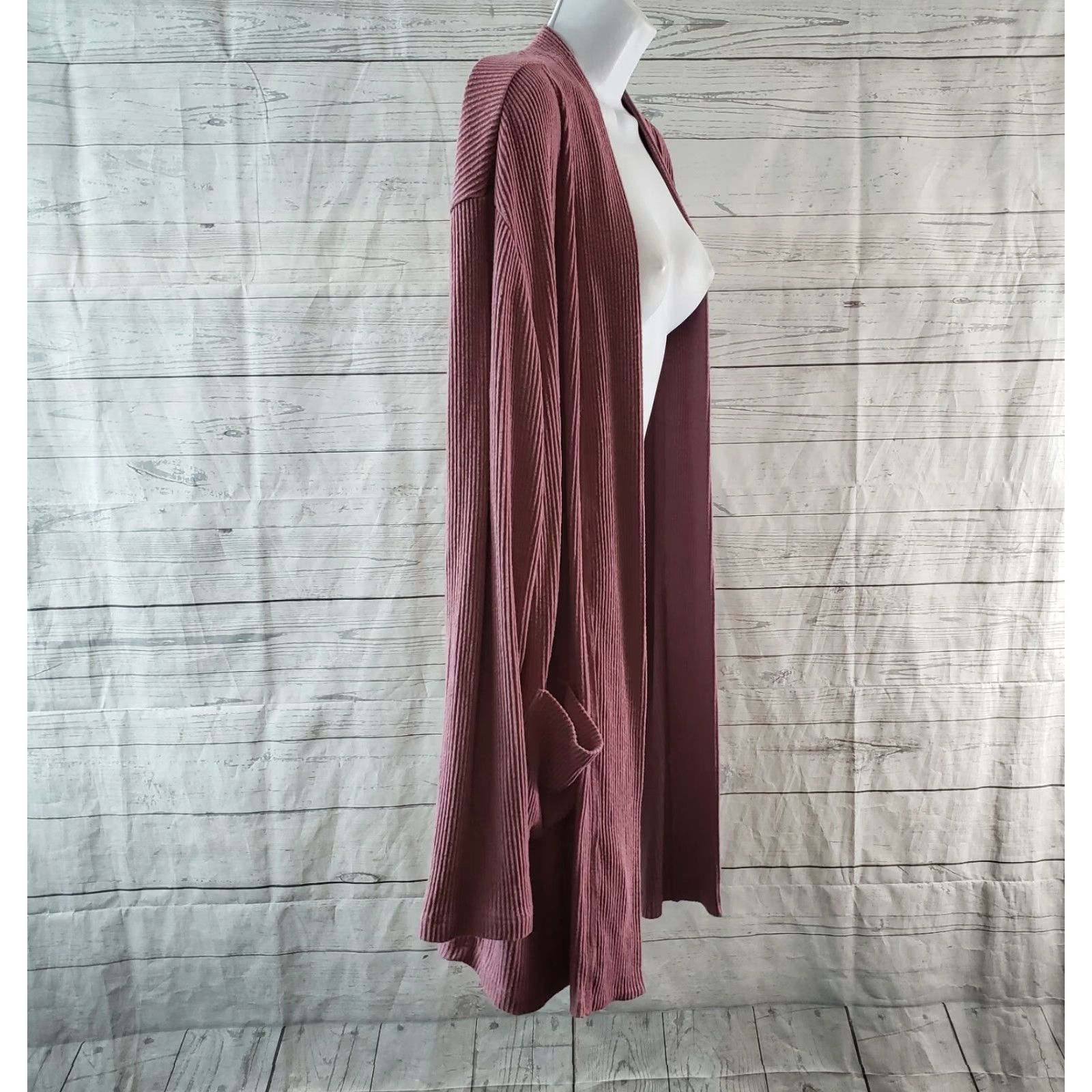 Vintage Dolan Womens Cardigan XL Purple Solid Ribbed Rayon Blend Open Front Sweater Size XL / US 12-14 / IT 48-50 - 3 Thumbnail
