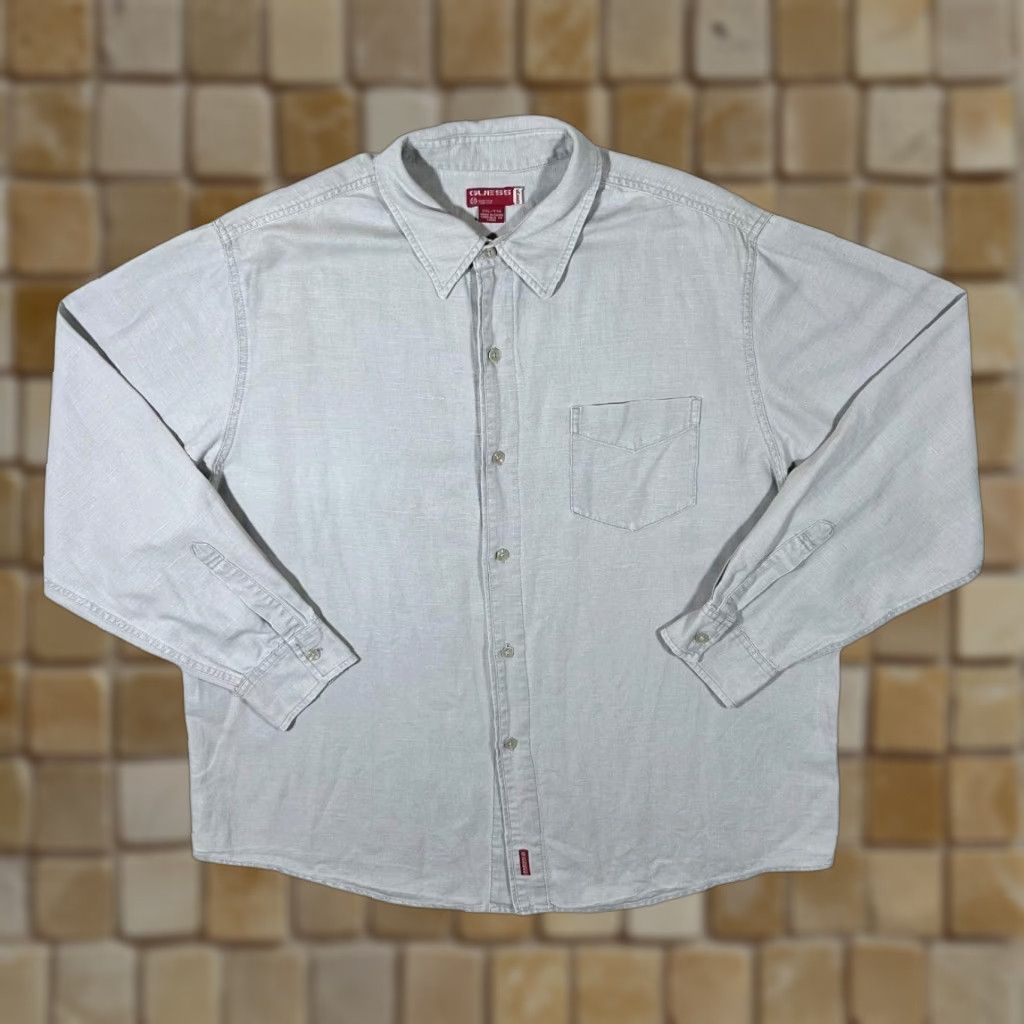 Guess GUESS Shirt XXL Beige Long Sleeve Cotton Linen Blend Button-Up 00s Vintage Mens Size US XXL / EU 58 / 5 - 1 Thumbnail