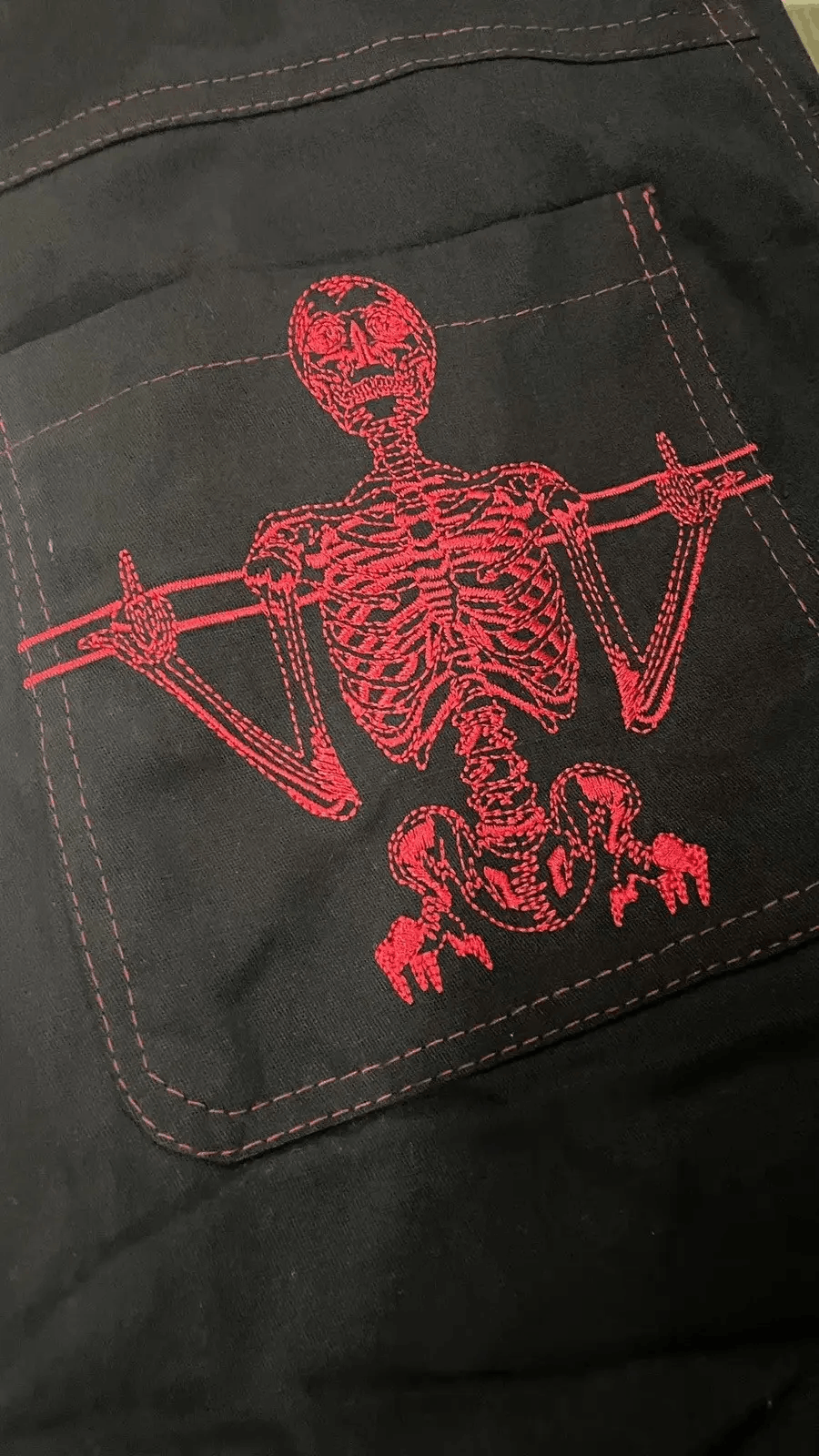 Japanese Brand × Vintage Retro Y2K jeans skeleton straight Trousers Wide Leg Size US 32 / EU 48 - 7 Thumbnail