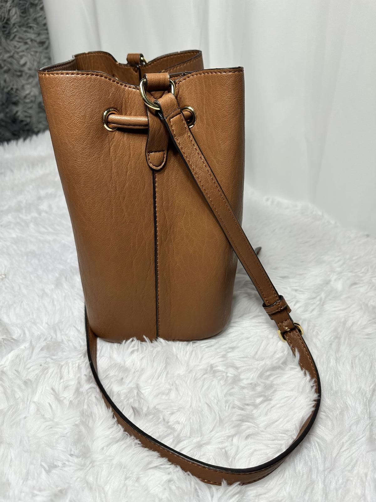 Calvin Klein Calvin Klein Brown Leather Bucket Bag with Drawstring Size ONE SIZE - 6 Thumbnail