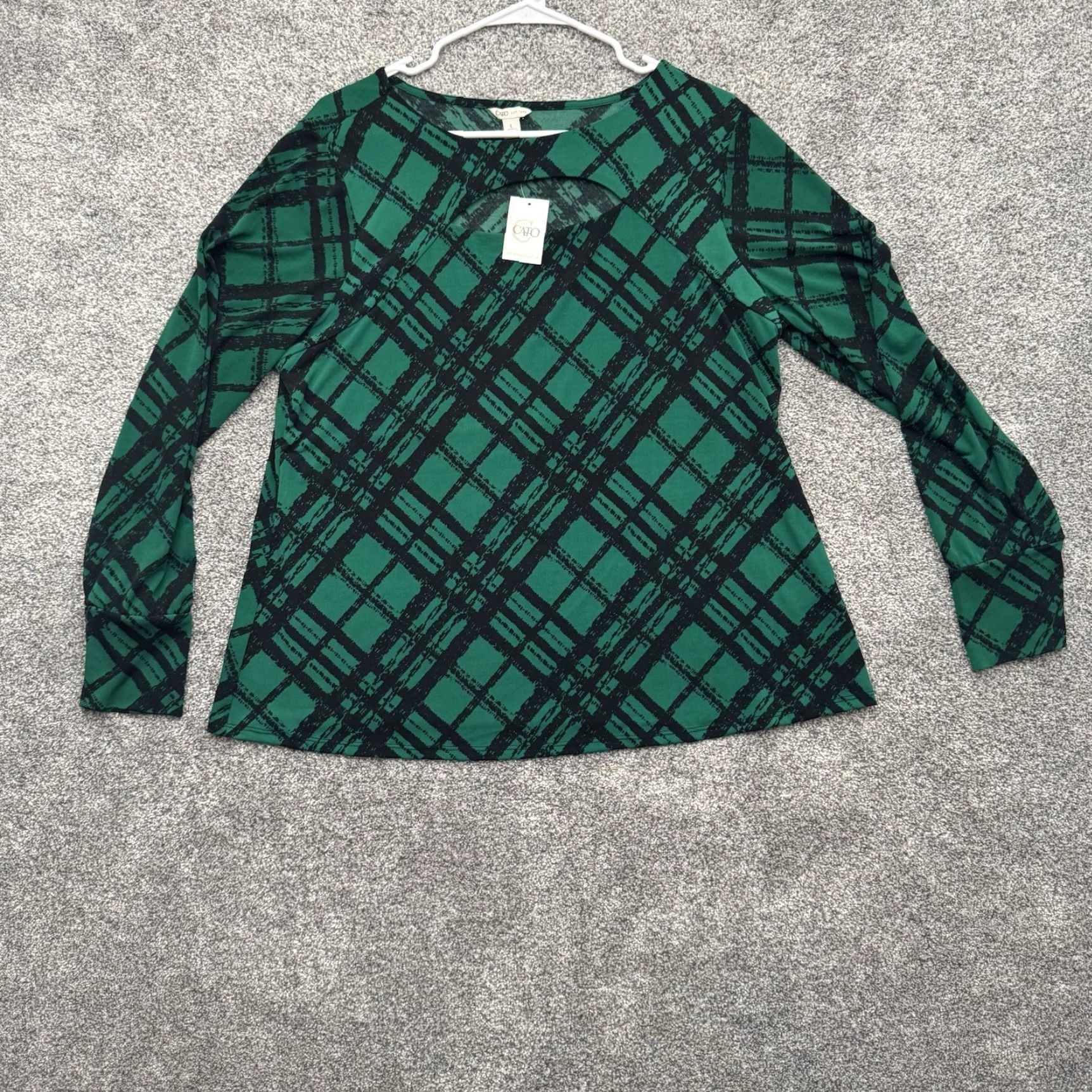 Vintage Cato Blouse Shirt Keyhole Retro 70s Night Out Office Chic Women L Green Maximalist Statement Party Regular Size L / US 10 / IT 46 - 2 Thumbnail