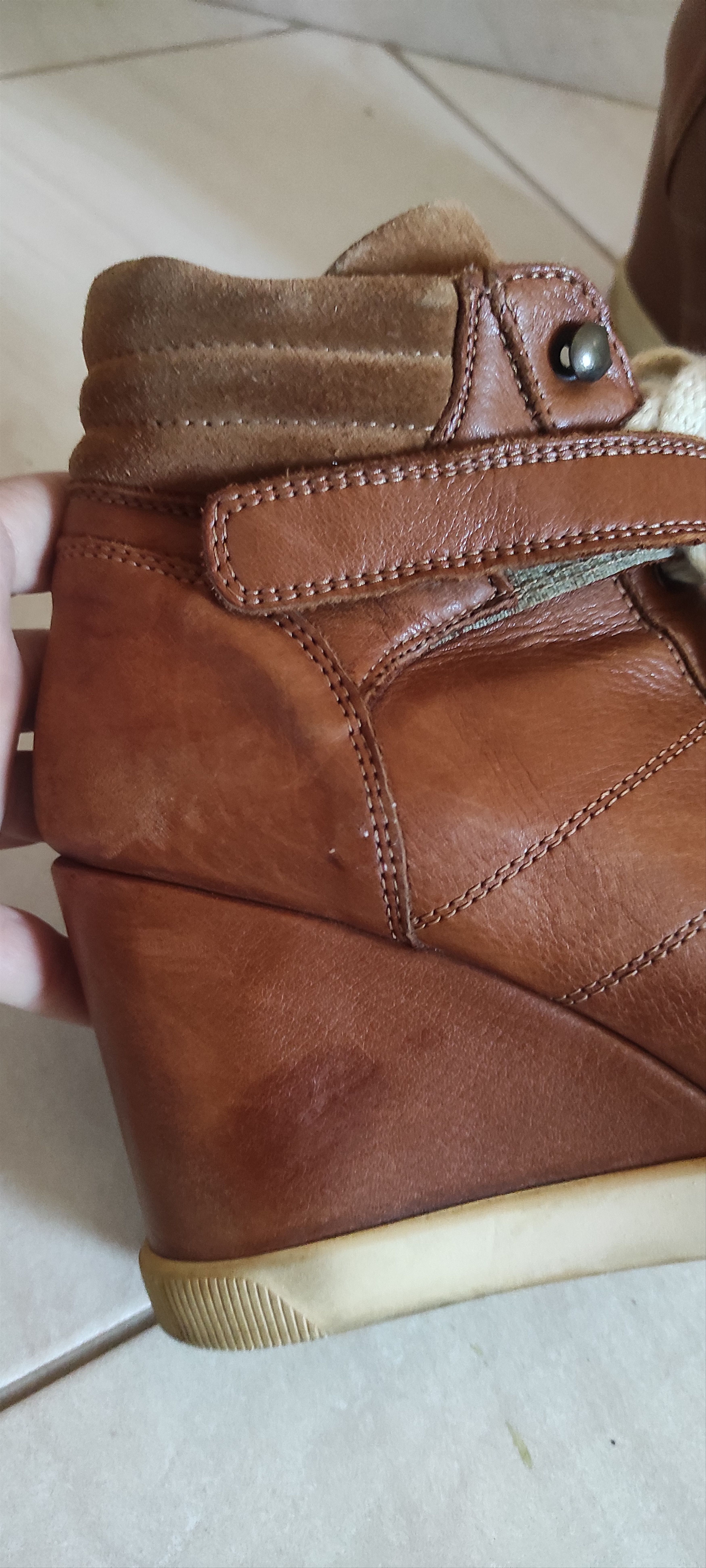 Buffalo London × Leather Buffalo London Brown leather Bull Boxer Wedge Ankle Boots Size US 7 / IT 37 - 10 Thumbnail