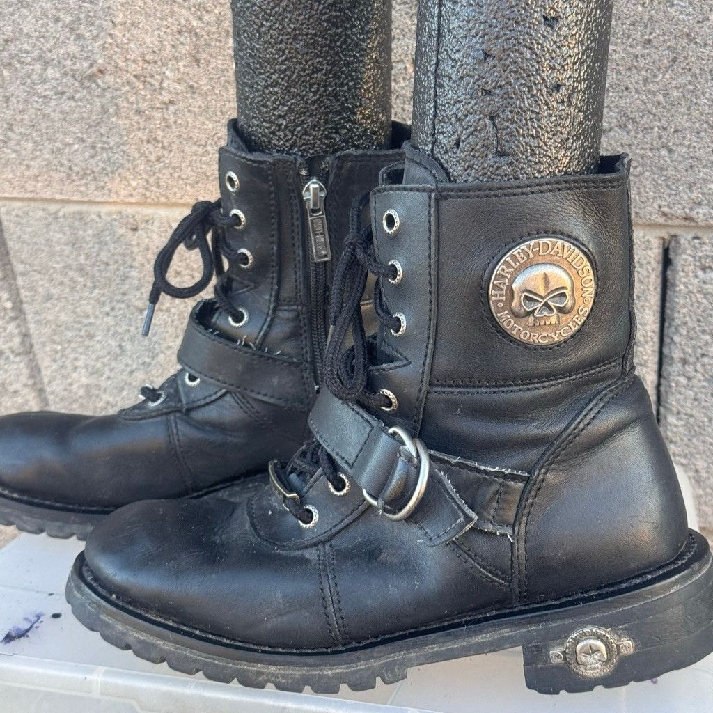 Harley Davidson Harley-Davidson Combat Moto Black Leather Boots Size 8 Size US 6 / IT 36 - 5 Thumbnail