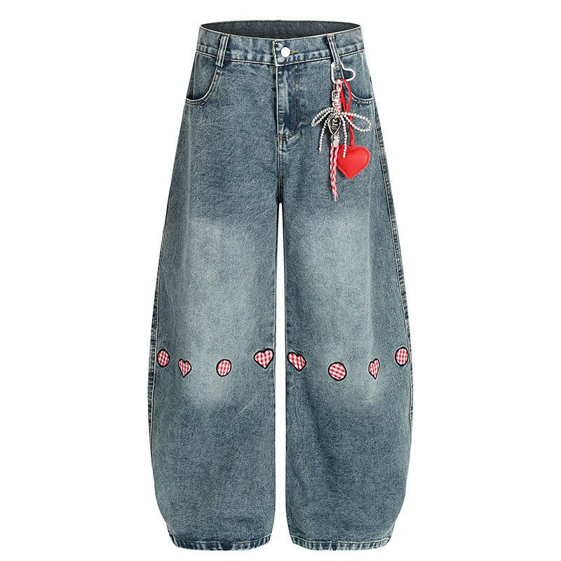 Vintage American-Style Embroidered Heart & Scimitar Jeans Size US 32 / EU 48 - 1 Thumbnail