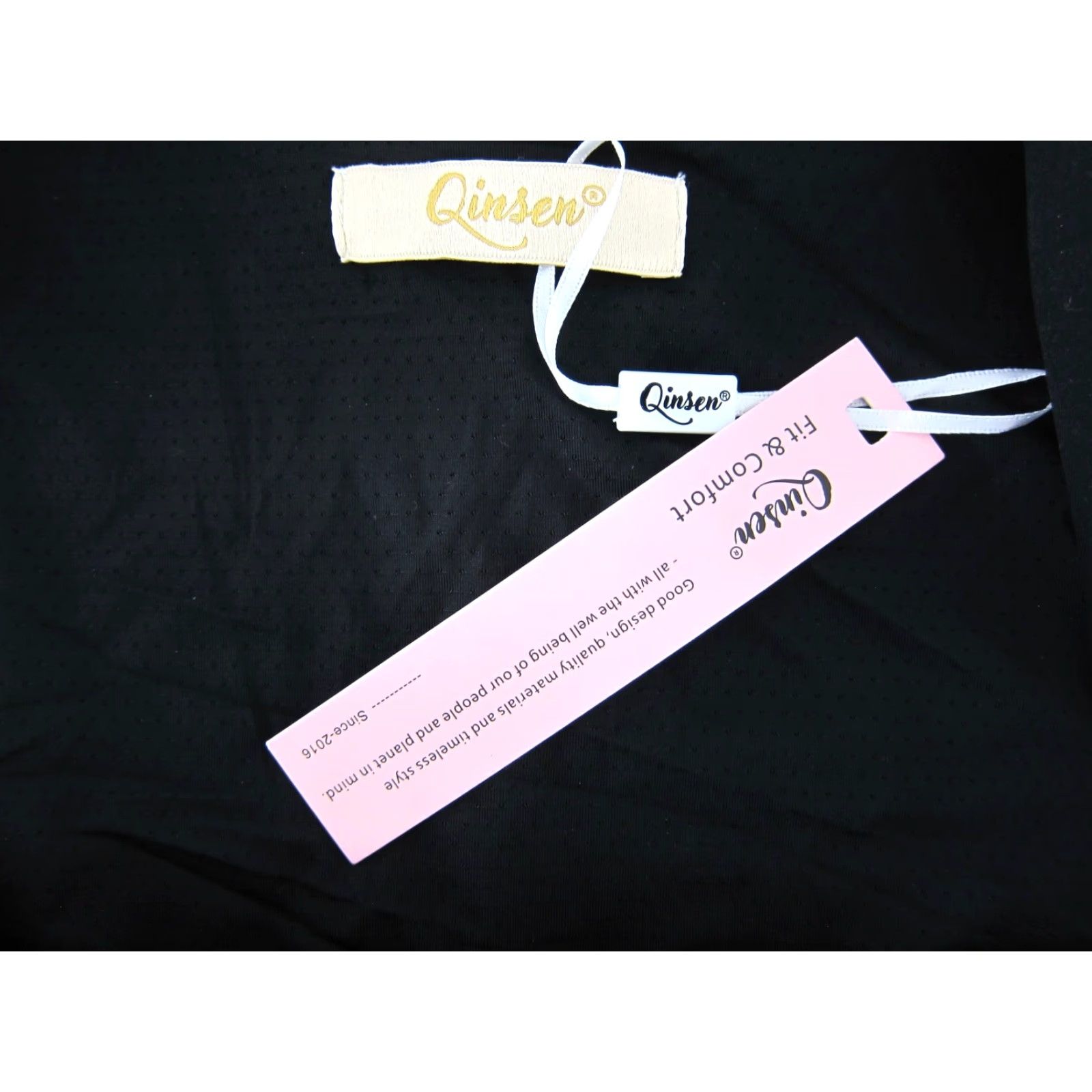 Vintage Qinsen Black Jumpsuit Women M Flare Leg Long Sleeve Stretch One-Piece NWT Size M / US 6-8 / IT 42-44 - 3 Thumbnail