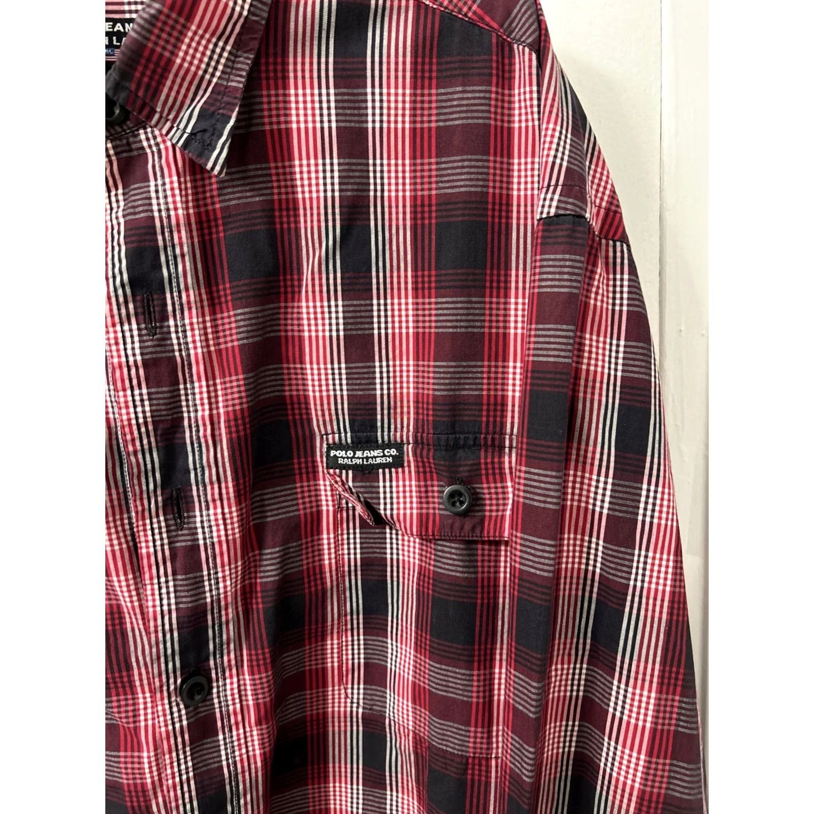 Ralph Lauren VINTAGE Polo Jeans Co Ralph Lauren Shirt Mens XL Black Red Plaid Button Down L/S Size US XL / EU 56 / 4 - 4 Thumbnail