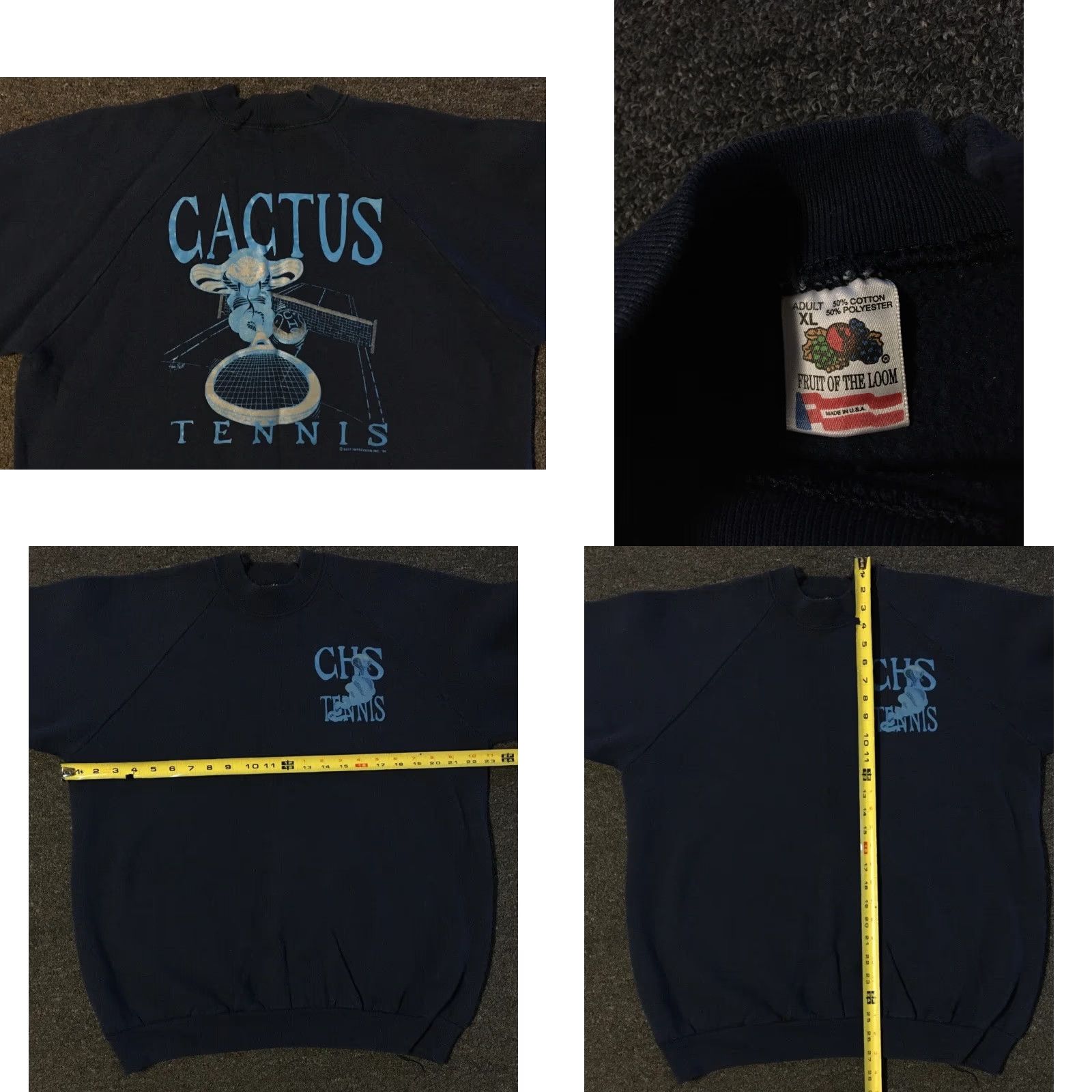 Vintage Vtg 90s Cactus Cobras Tennis Faded Sweatshirt Hoodie M Blue USA School Track PE Grunge 80s Mens Size US M / EU 48-50 / 2 - 8 Thumbnail
