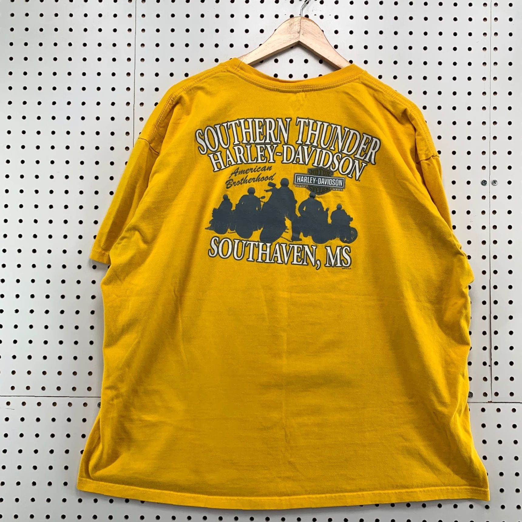 Harley Davidson Harley-Davidson Shirt Mens 2XL Yellow Motorcycle Graphic Print Crew Neck Short Sleeve VINTAGE 90s Men Size US XXL / EU 58 / 5 - 2 Thumbnail