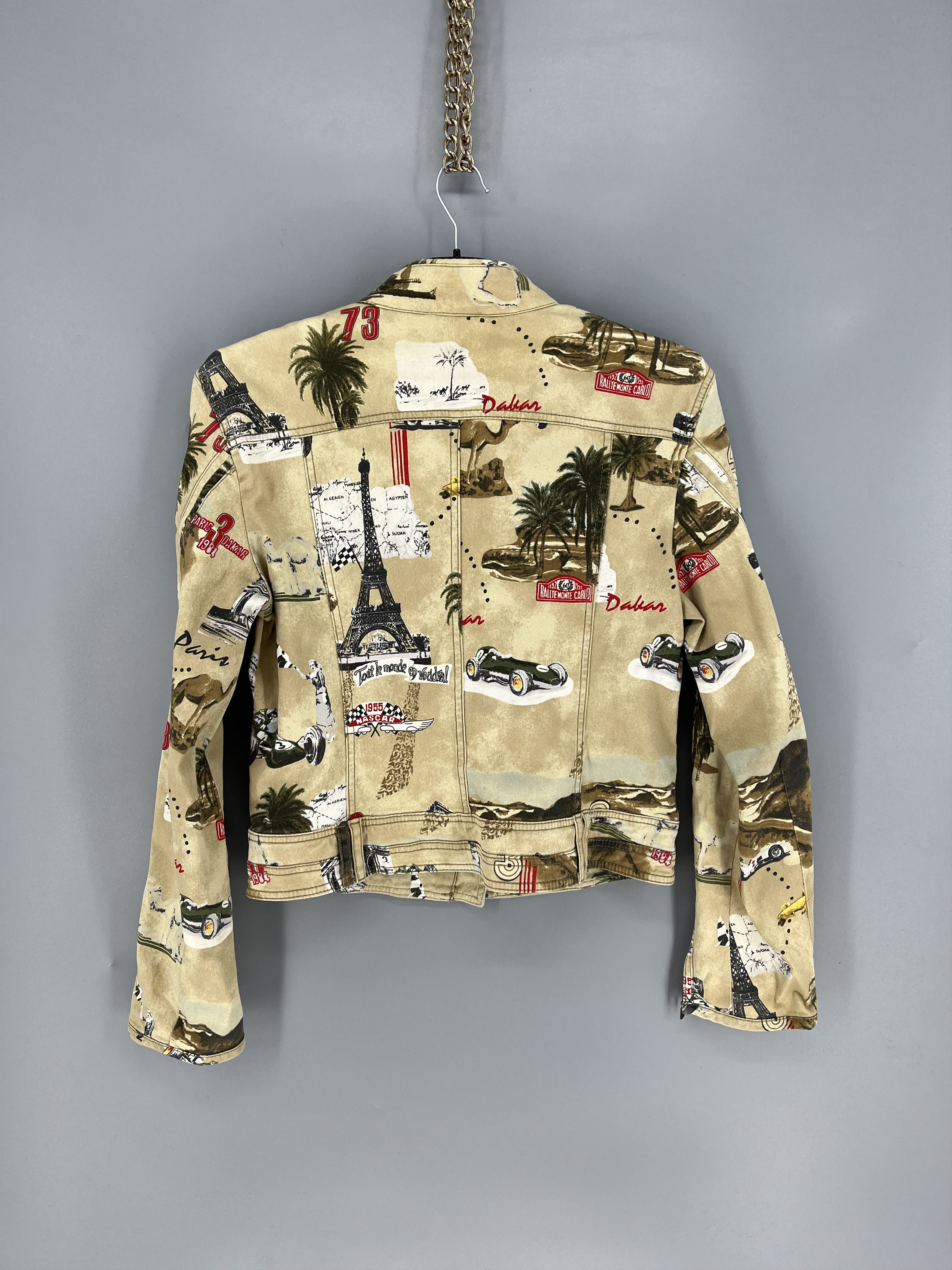 Vintage MARC CAIN Biker Moto Jacket Racing Print Stretch Cotton Size M / US 6-8 / IT 42-44 - 10 Thumbnail