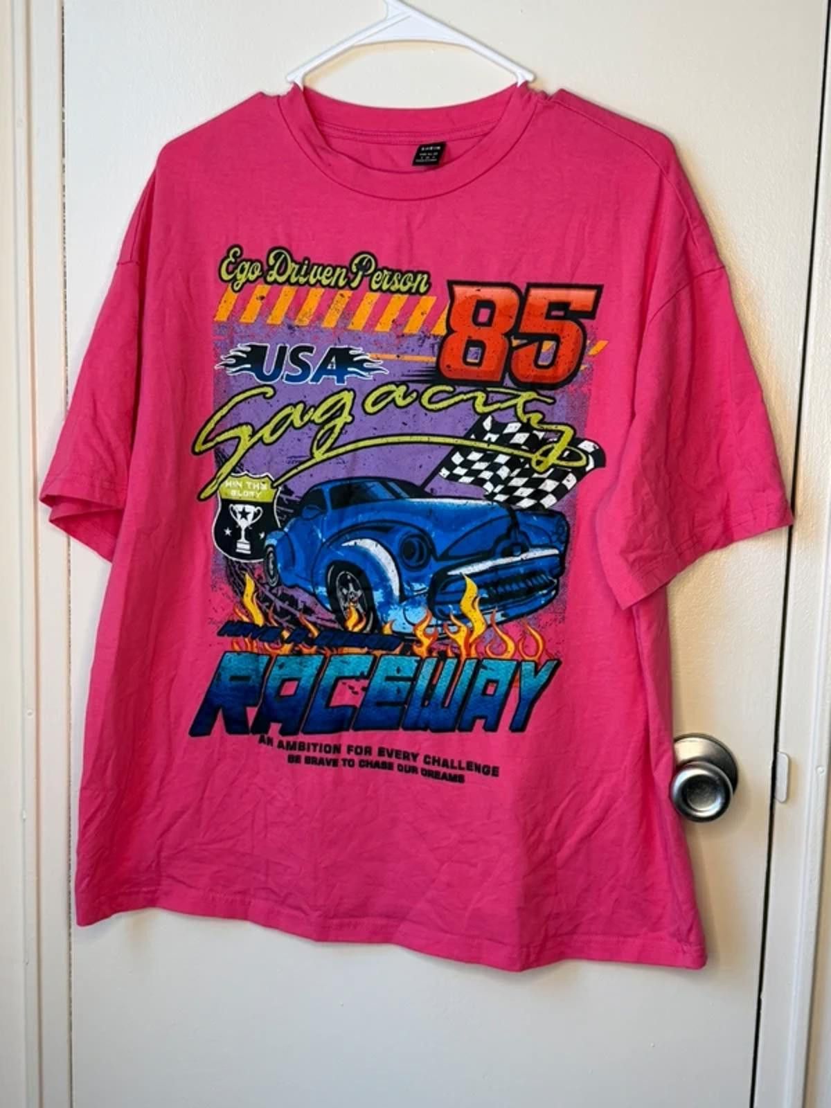 Shein Pink Racing Tee Size S / US 4 / IT 40 - 1 Preview