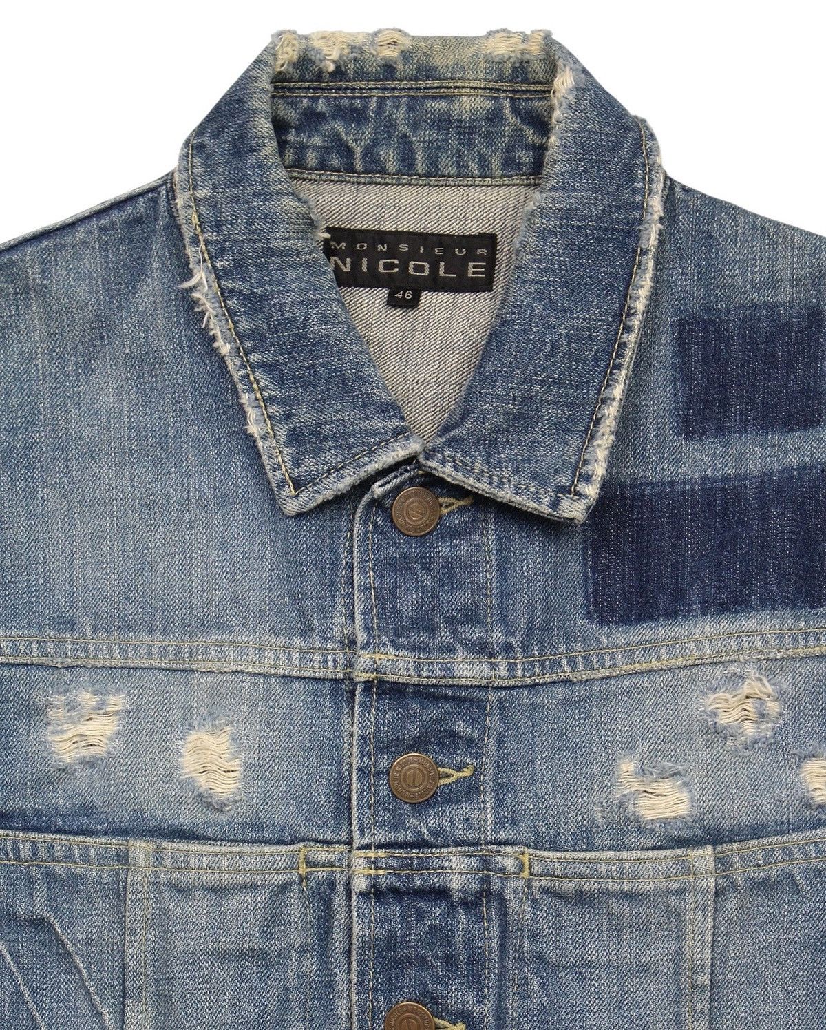 Hysteric Glamour FW2016 MONSIEUR NICOLE NICOLE CLUB DISTRESSED DENIM JACKET Size US M / EU 48-50 / 2 - 3 Thumbnail