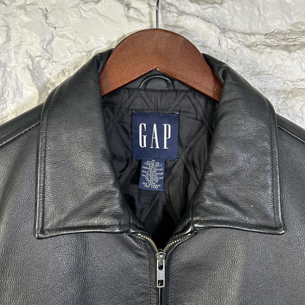 Vintage 90's GAP Black Leather Jacket Quilt Lined