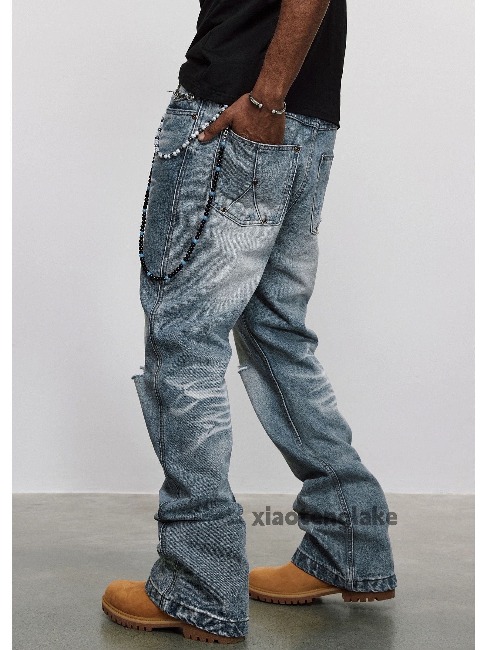 Jean × Vintage washed faded cleanfit yuppie bootcut damaged jeans Size US 36 / EU 52 - 5 Thumbnail