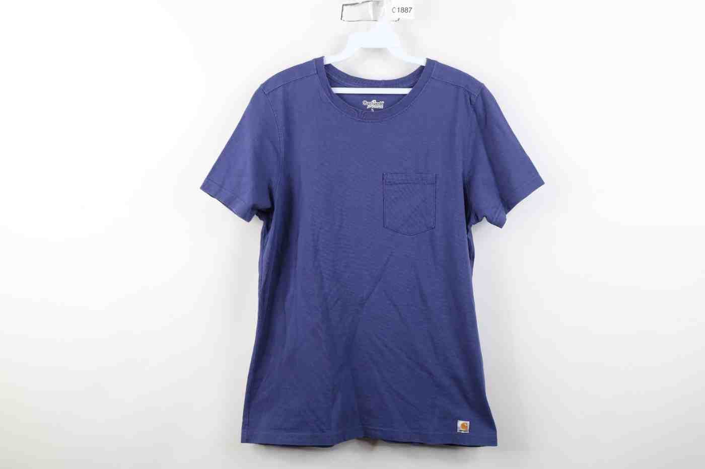 Carhartt Vintage Y2K Carhartt Spell Out Pocket T-Shirt Blue Cotton Size L / US 10 / IT 46 - 1 Thumbnail