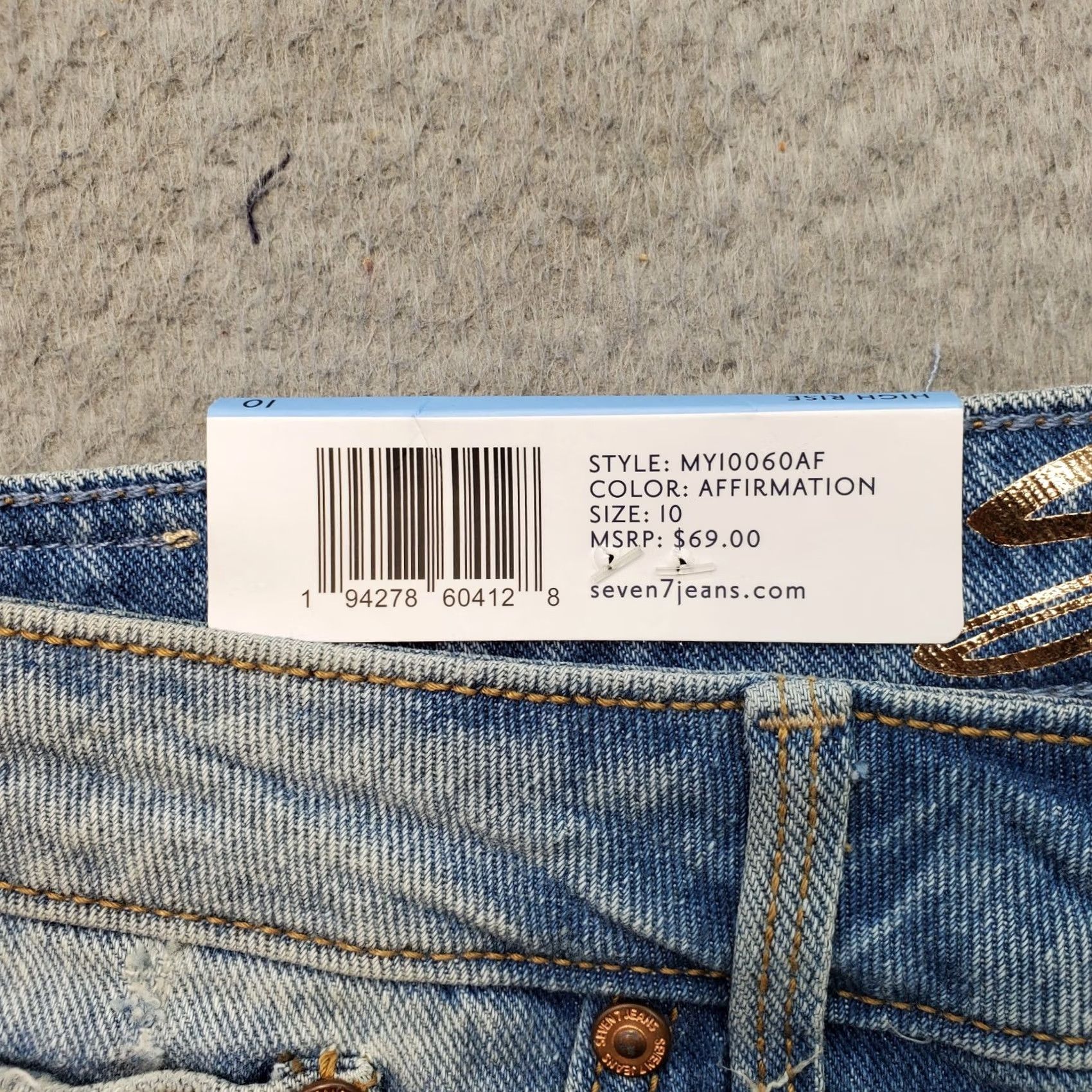Vintage Seven7 Womens Jeans 10 Blue Denim Straight High Rise Stretch 5-Pocket NWT Regular Fit Casual Denim Jeans Size 32" / US 10 / IT 46 - 7 Thumbnail