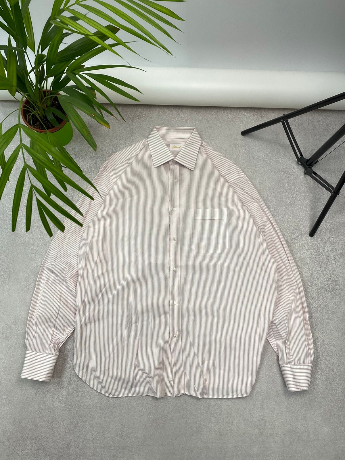 Pre-owned Brioni X Vintage Brioni Striped Button Shirt In Pink White