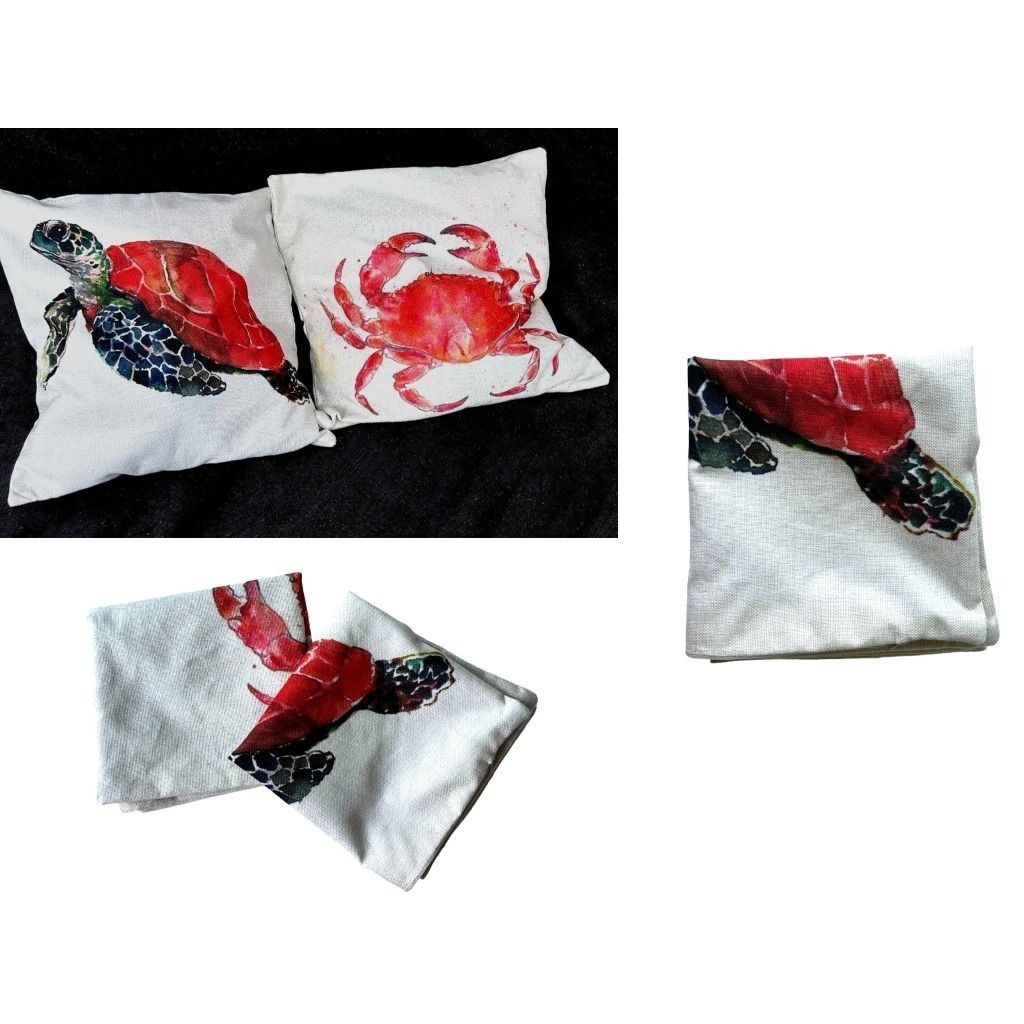 Handmade Sea Turtle Crab Throw Pillow Covers Hand Painted Art Decor S Size ONE SIZE - 9 Thumbnail