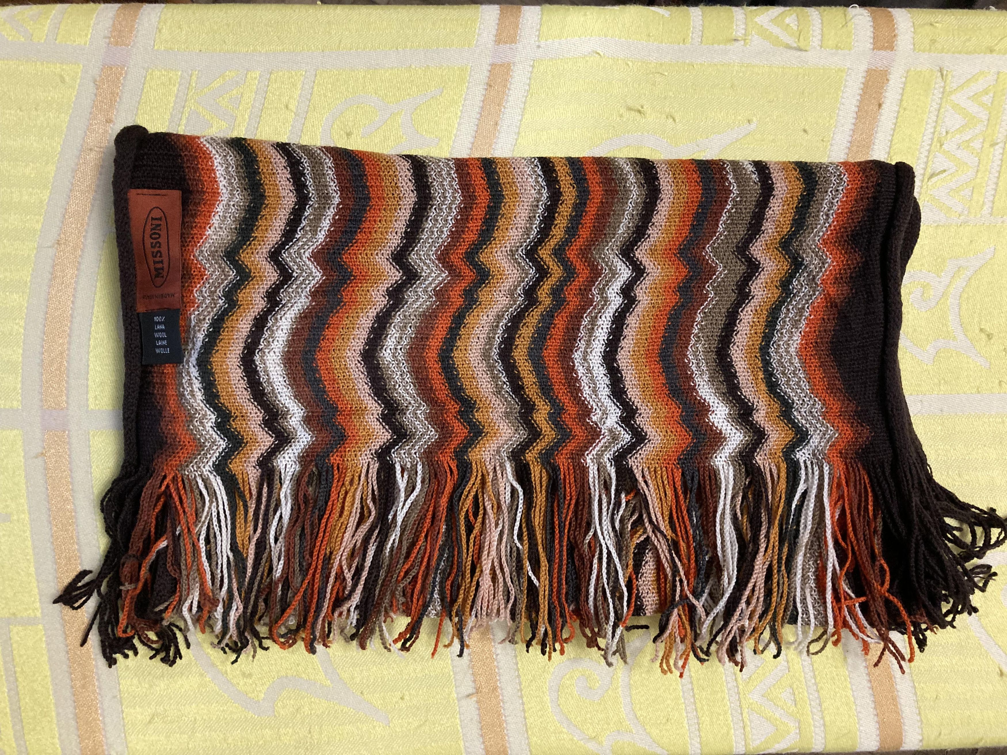 Missoni Missoni Zig Zag Wave Fine Knit Fringe Scarf Art Streetwear Size ONE SIZE - 5 Thumbnail