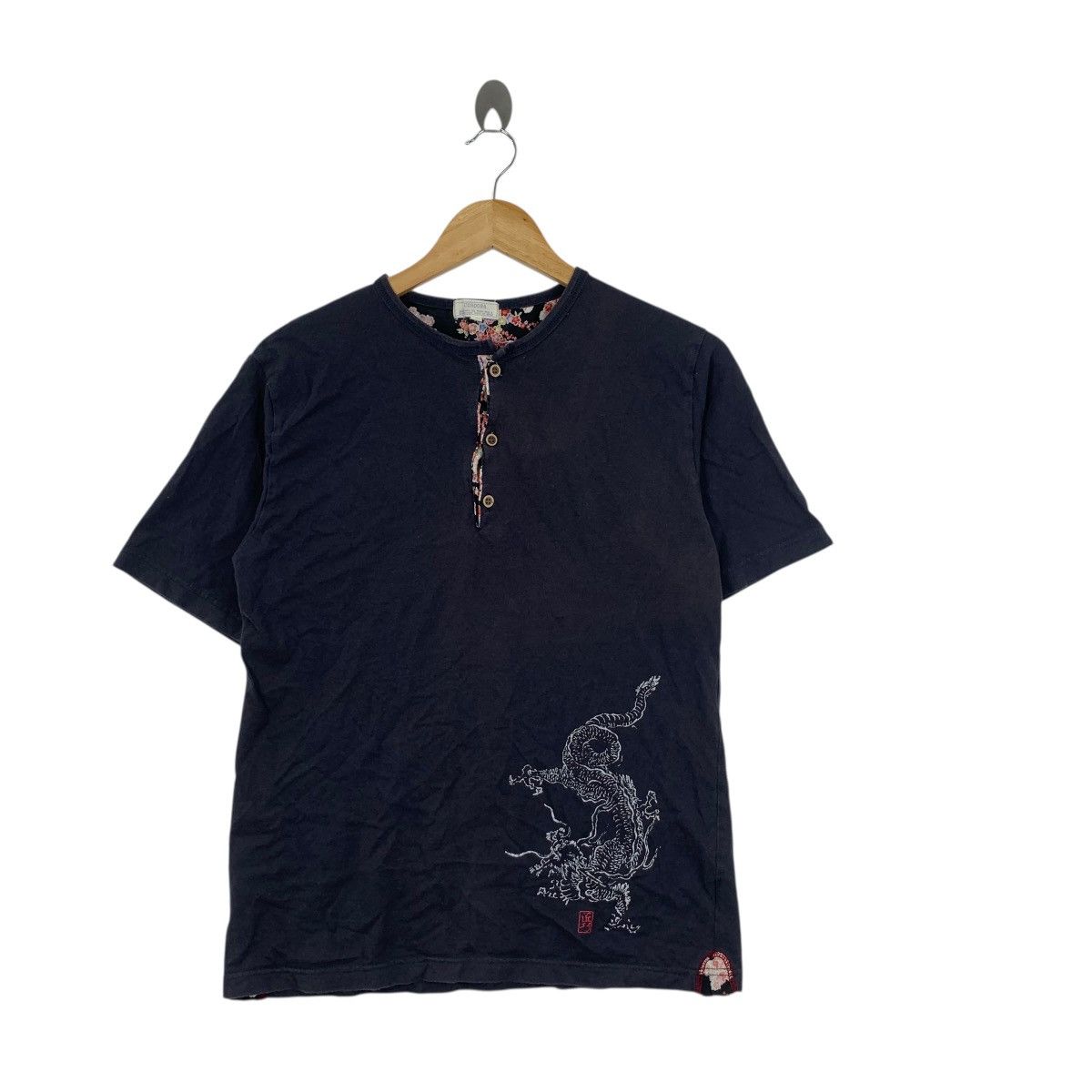 Vintage CORDOBA FLORAL DRAGON Japan Traditional Henley Tee Shirt Size S / US 4 / IT 40 - 3 Thumbnail