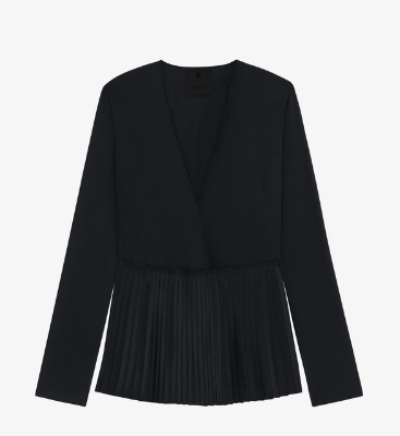 Givenchy o1loc1c0824 Peplum Blouse in Black Size L / US 10 / IT 46 - 1 Thumbnail