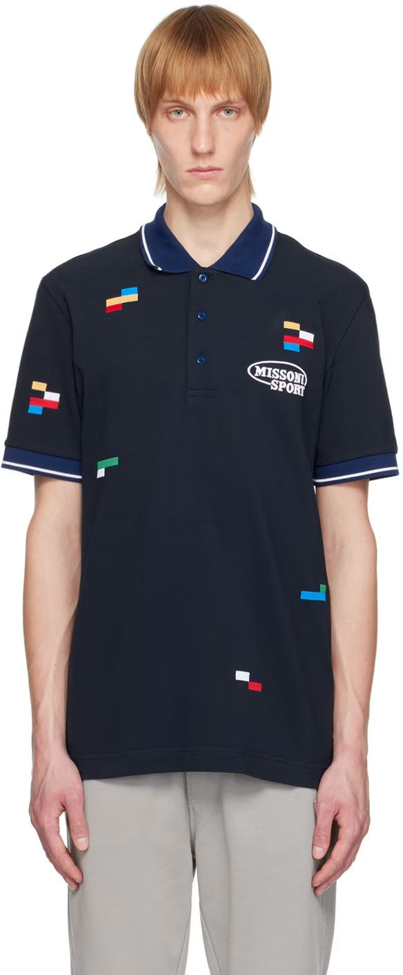 Missoni o1y0225 Logo Polo Shirt in Midnight Blue Size US M / EU 48-50 / 2 - 1 Thumbnail