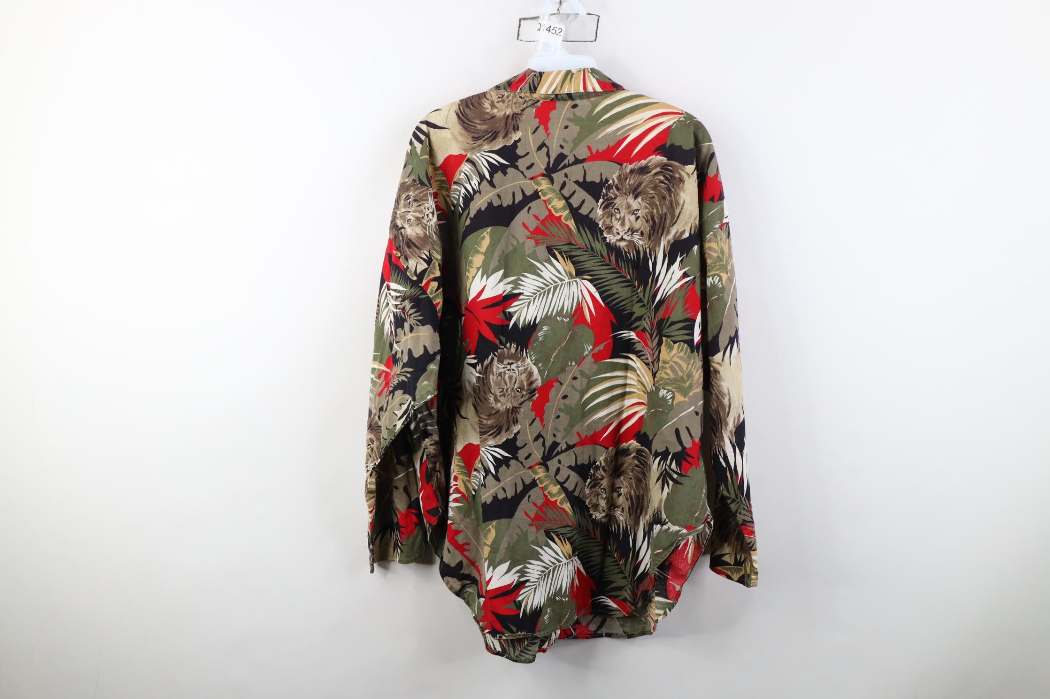 Vintage Vintage 90s Streetwear Lion Luau Camp Collar Button Shirt Size S / US 4 / IT 40 - 11 Thumbnail