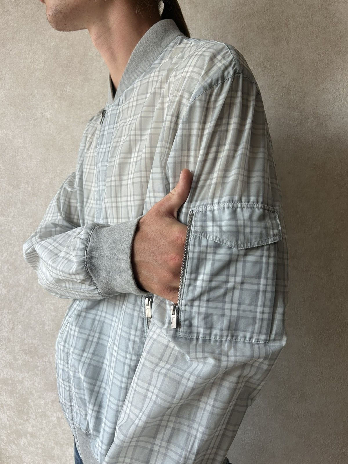 Hermes Vintage Hermès Check Pattern Bomber Jacket Plaid Lightweight Size US L / EU 52-54 / 3 - 5 Thumbnail