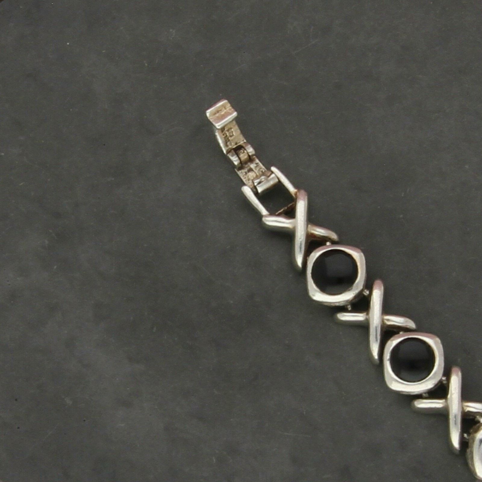 Sterling Silver sterling silver black onyx x link bracelet size 7in Size ONE SIZE - 3 Thumbnail