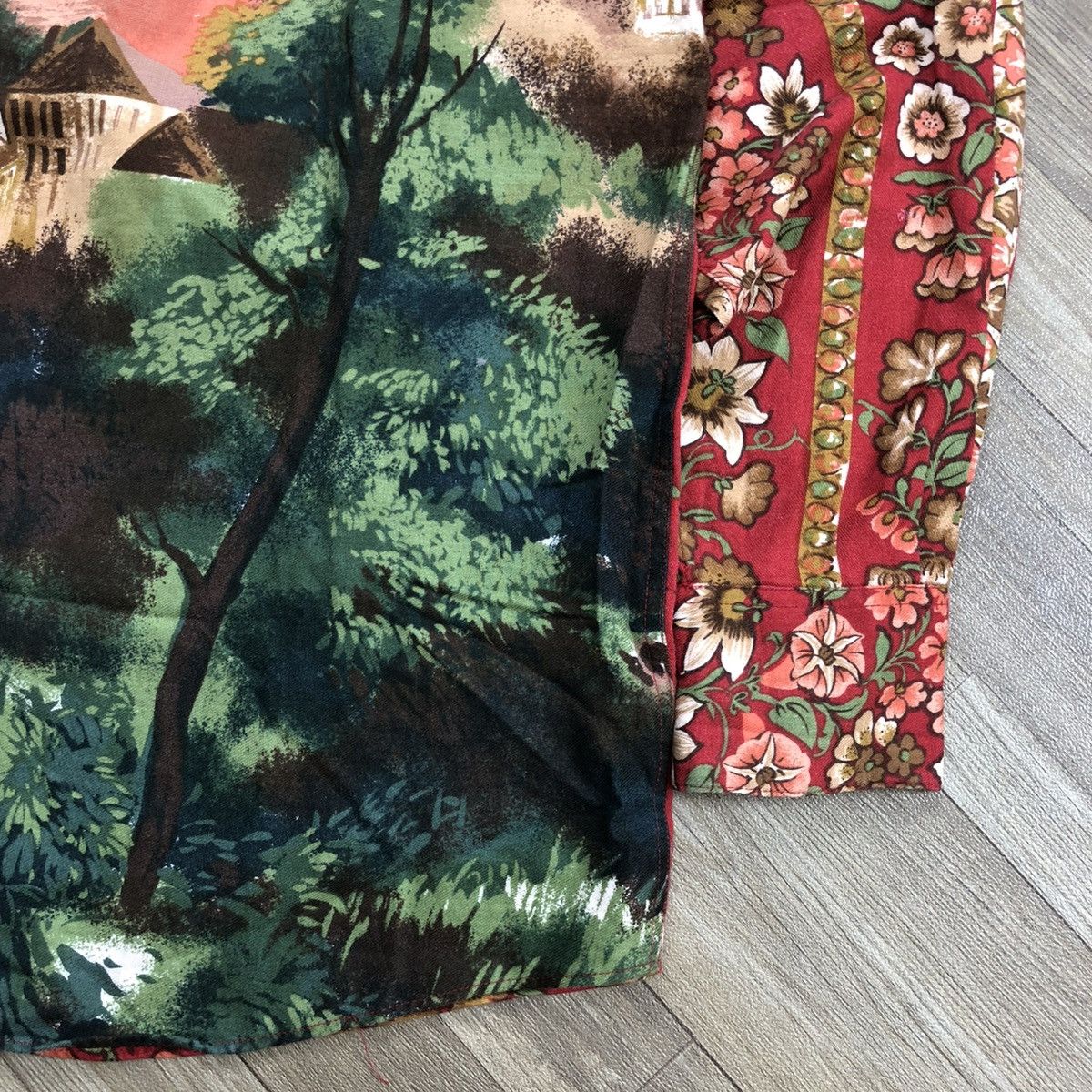 Kenzo × Vintage 1990s Kenzo Paris Seaside Village View Floral 3D Print Shirt Size US L / EU 52-54 / 3 - 9 Thumbnail