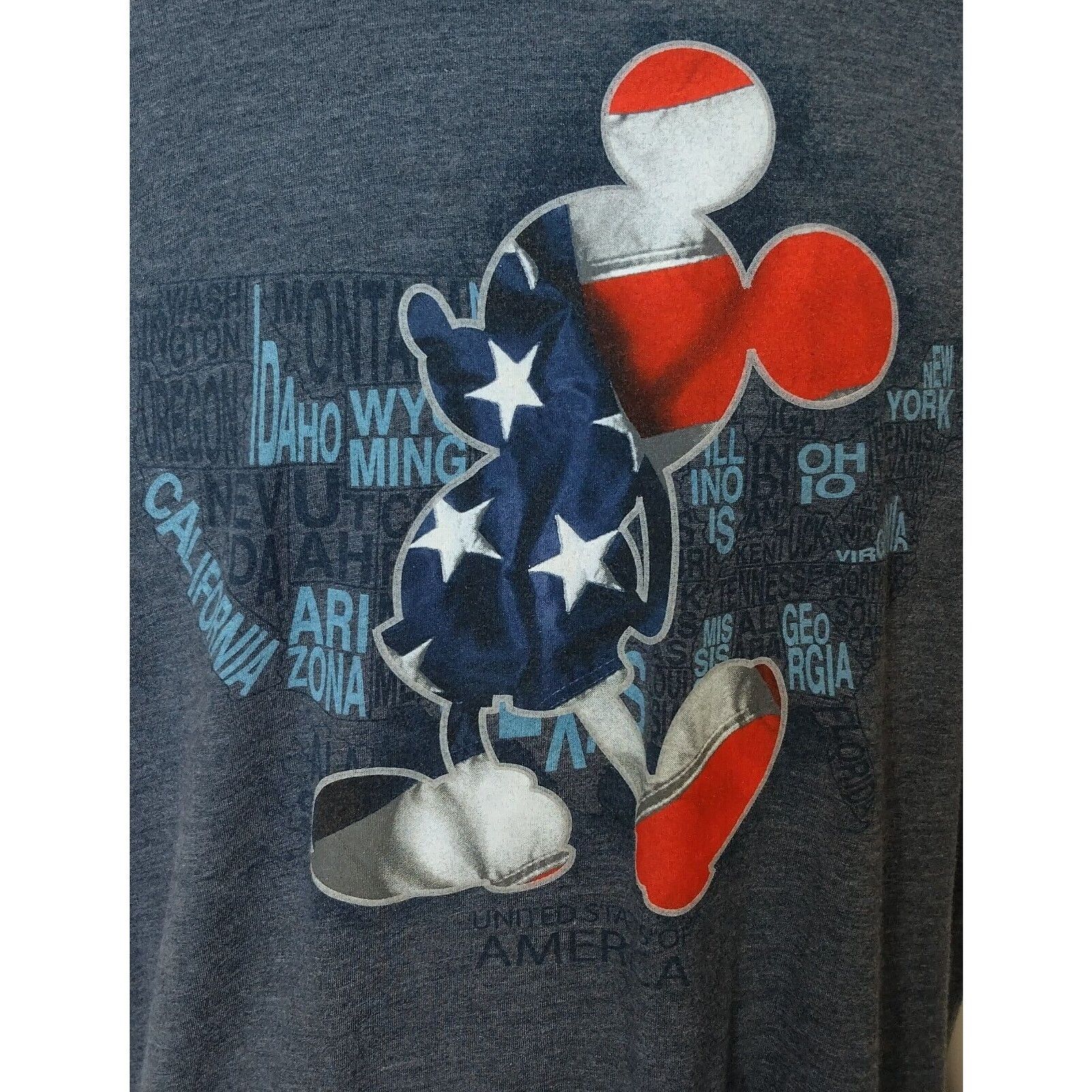 Disney Classic Disney World Mickey Mouse Distressed USA Ringer sz L Size US L / EU 52-54 / 3 - 4 Thumbnail