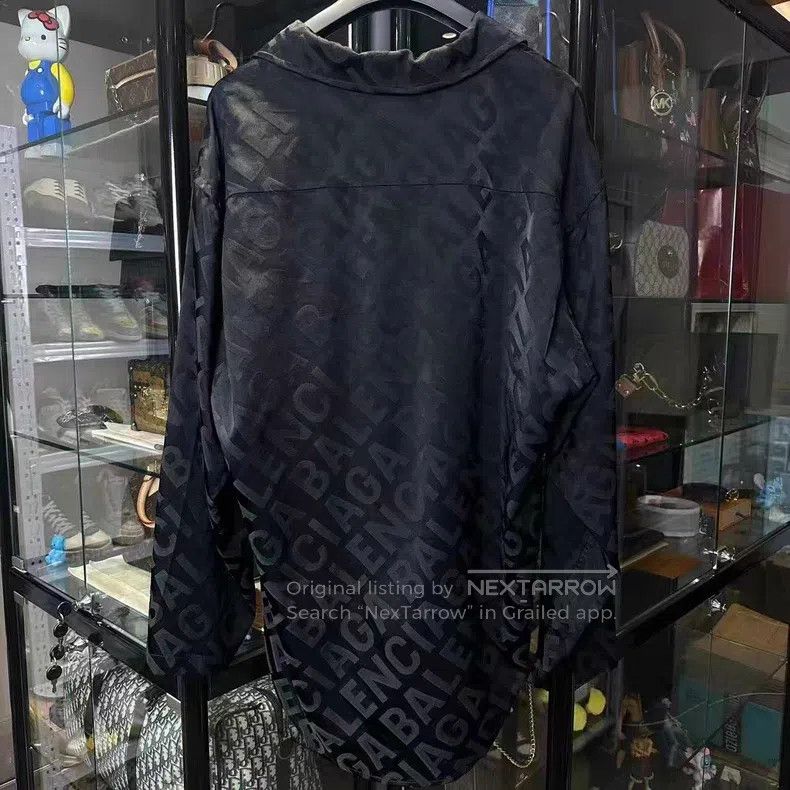 Balenciaga Balenciaga Full print logo letter silk shirt Size XS / US 0-2 / IT 36-38 - 2 Thumbnail