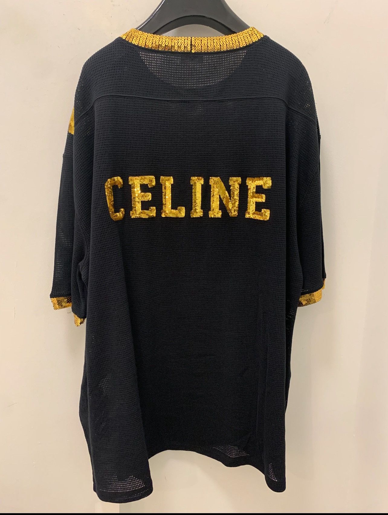 Celine 16 Embroidered T-Shirt in Jersey Mesh Black Size US XXL / EU 58 / 5 - 5 Thumbnail