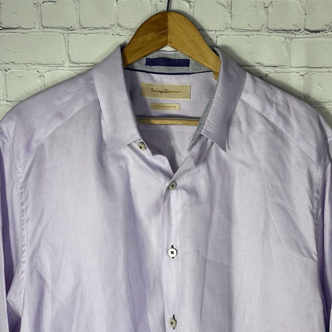 Tommy Bahama Tommy Bahama Dress Shirt L Large Pink Long Sleeve Island Modern Fit Button-Up Men Blue Cream Color Size 42R - 2 Thumbnail