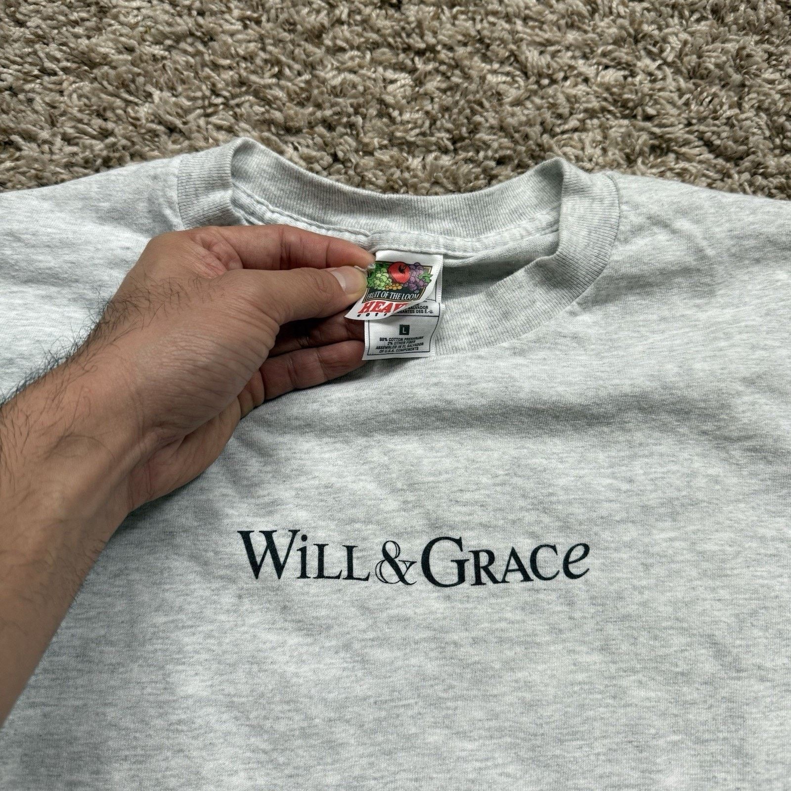 Vintage Vintage Will & Grace TV Show Promo Tee Heather Grey T-Shirt Size US L / EU 52-54 / 3 - 3 Thumbnail