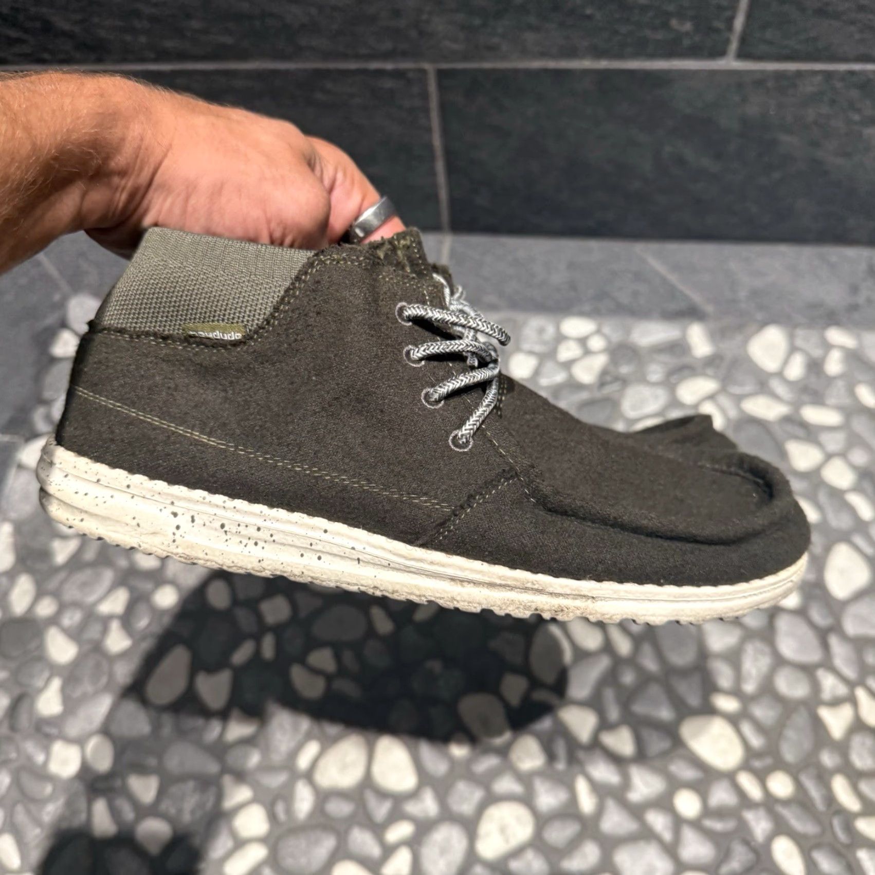 Vintage VINTAGE Hey Dude Wayne Forest Green Felt High Top Sneakers Shoes Mens Size 8 Green Loafer Casual Wear Mens Wayne 90s? Size US M / EU 48-50 / 2 - 2 Thumbnail