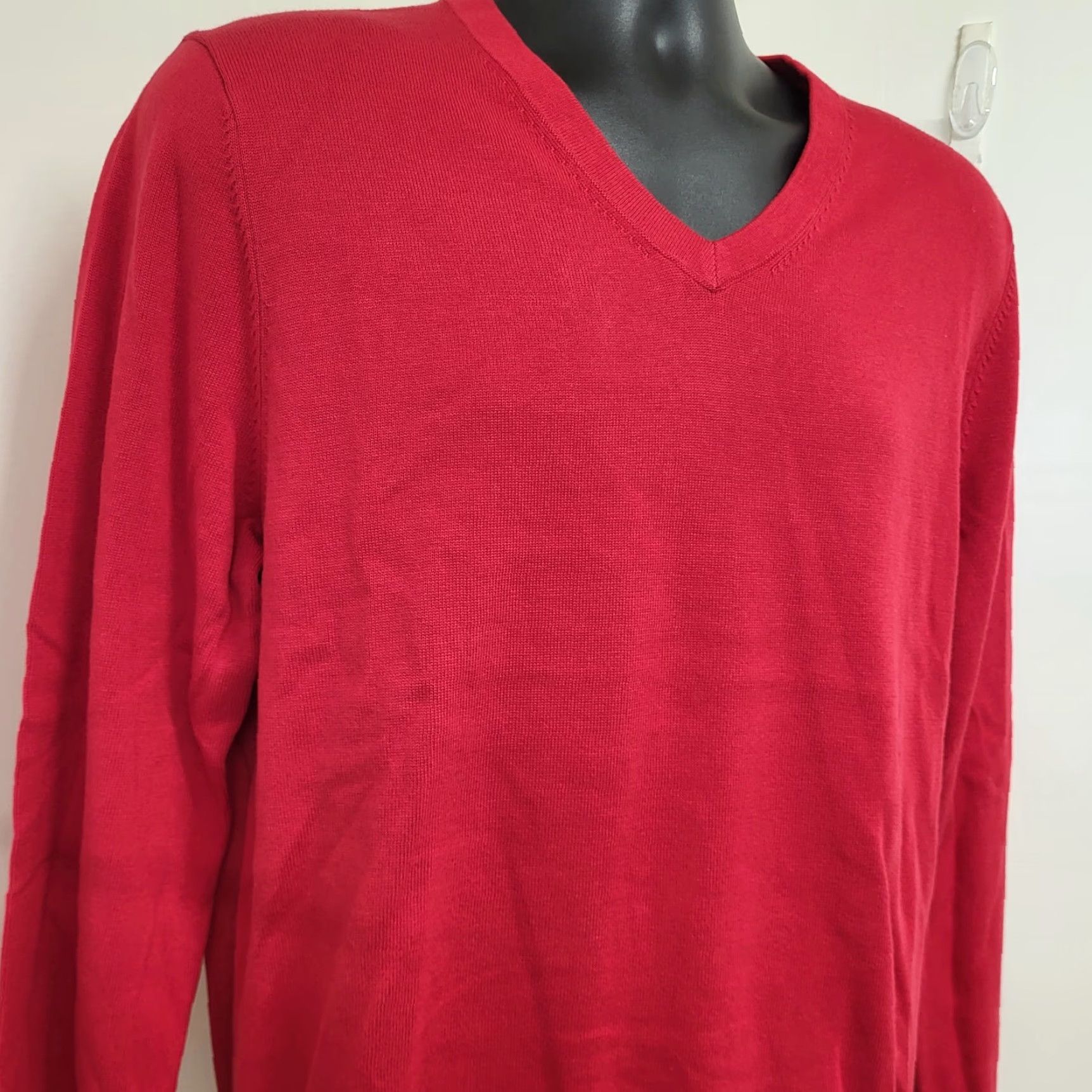 Lands' End Lands' End V-Neck Sweater Men M Red Cotton Knit Pullover Regular Size US M / EU 48-50 / 2 - 3 Thumbnail