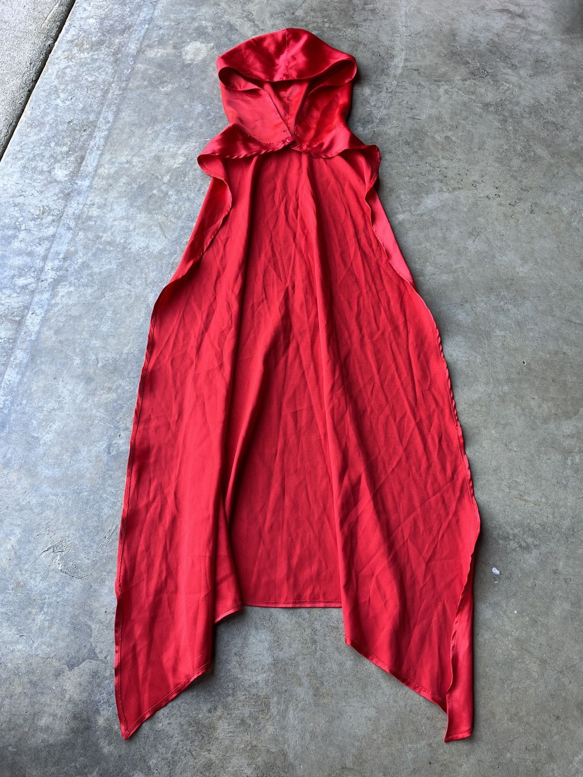 image of Red Avant Garde Silk Hooded Cape (Unisex), Men's