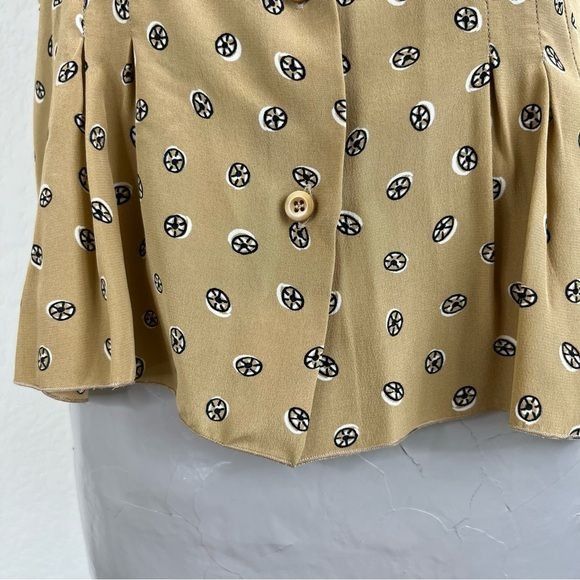 Prada Prada Silk Circular Pattern Button Down Tan Short Sleeve Blo Size L / US 10 / IT 46 - 5 Thumbnail