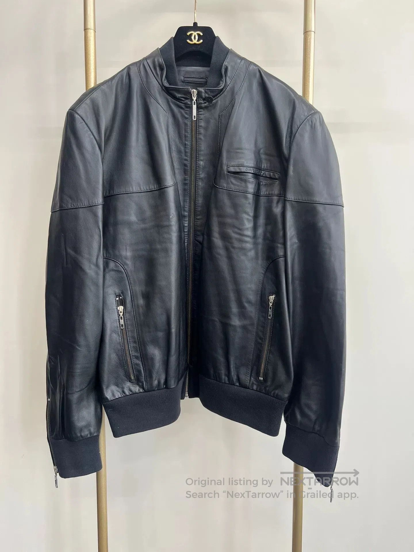 Givenchy GIVENCHY Logo Leather Jacket XXL. Size US XXL / EU 58 / 5 - 1 Thumbnail