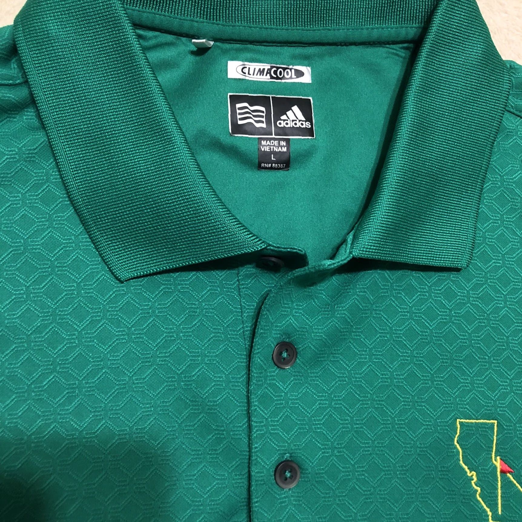 Adidas Adidas Climacool Golf Polo Shirt Green XL Mens Embroidered California State Embroidered Polo Shirt Size US XL / EU 56 / 4 - 3 Thumbnail