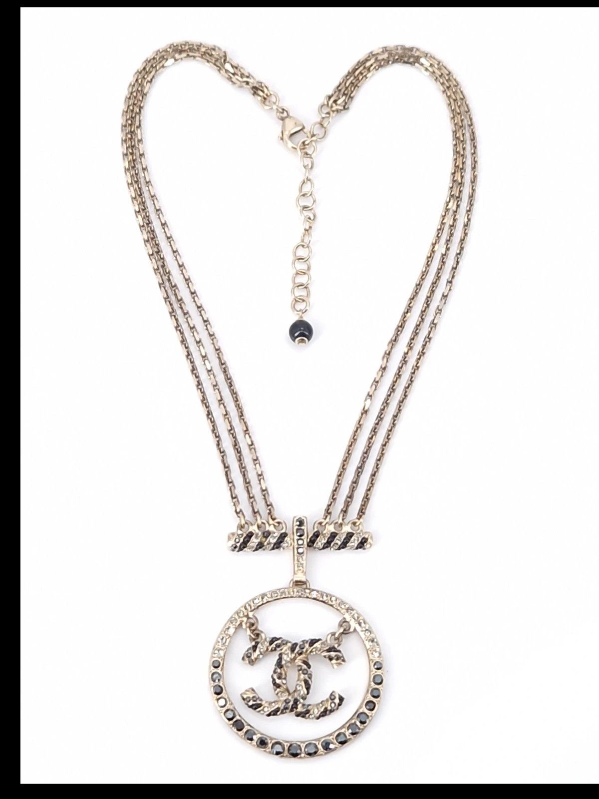 Chanel Chanel Crystal CC Pendant Triple Chain Necklace Size ONE SIZE - 4 Thumbnail