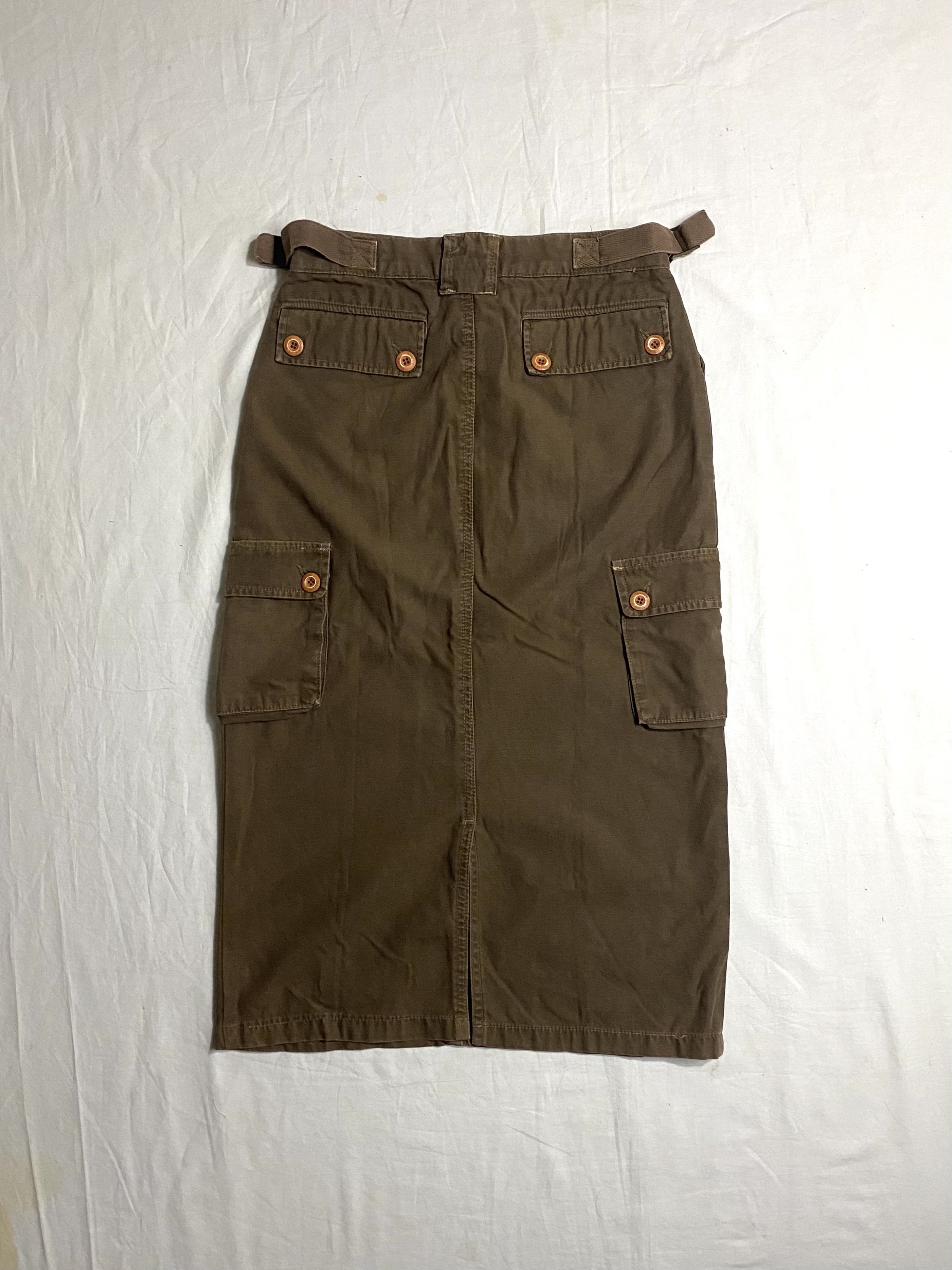 Japanese Brand There’s Brown Utility Cargo Skirt Multi-Pocket and Button Size 29" - 1 Thumbnail