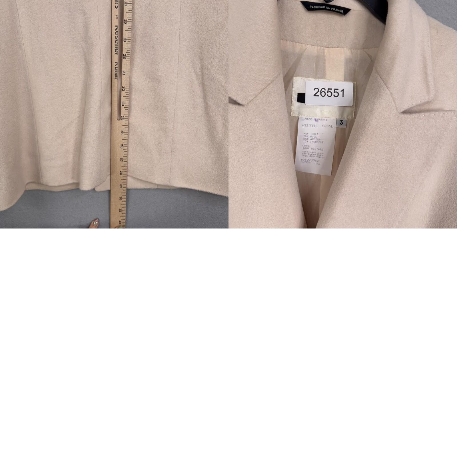 Doublet Depuis Votre Nom Blazer Womens 3 Beige Wool Angora Cashmere Double Breasted Jacket Blue? Size XS / US 0-2 / IT 36-38 - 8 Thumbnail