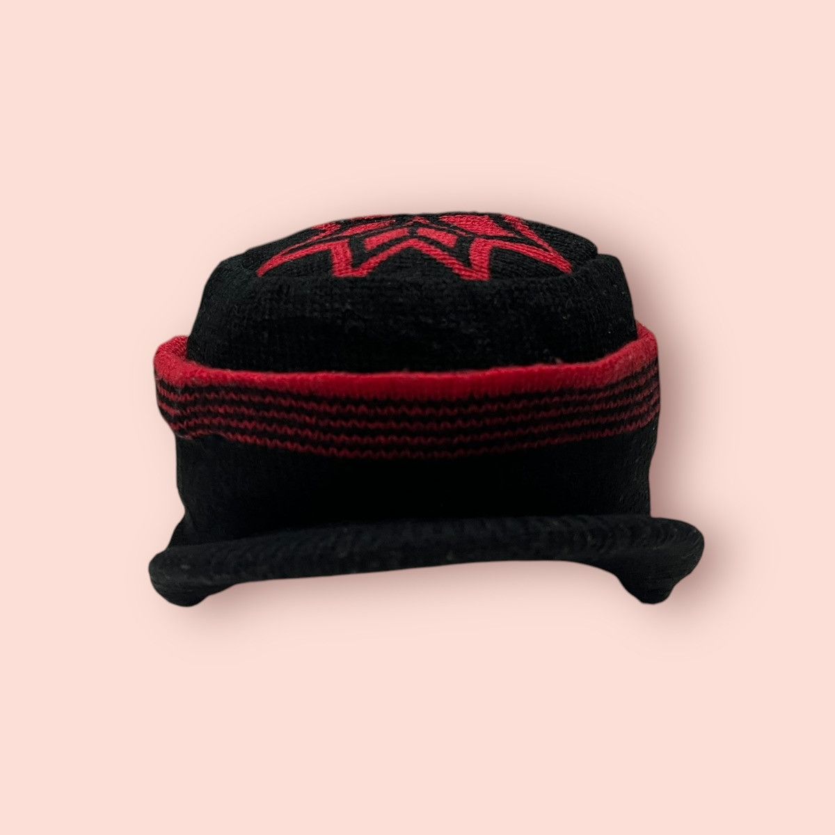 14th Addiction × Homespun Knitwear × Japanese Brand VINTAGE RED SNOWFLAKE LOGO KNITTED ALT BEANIE HAT Size ONE SIZE - 14 Thumbnail