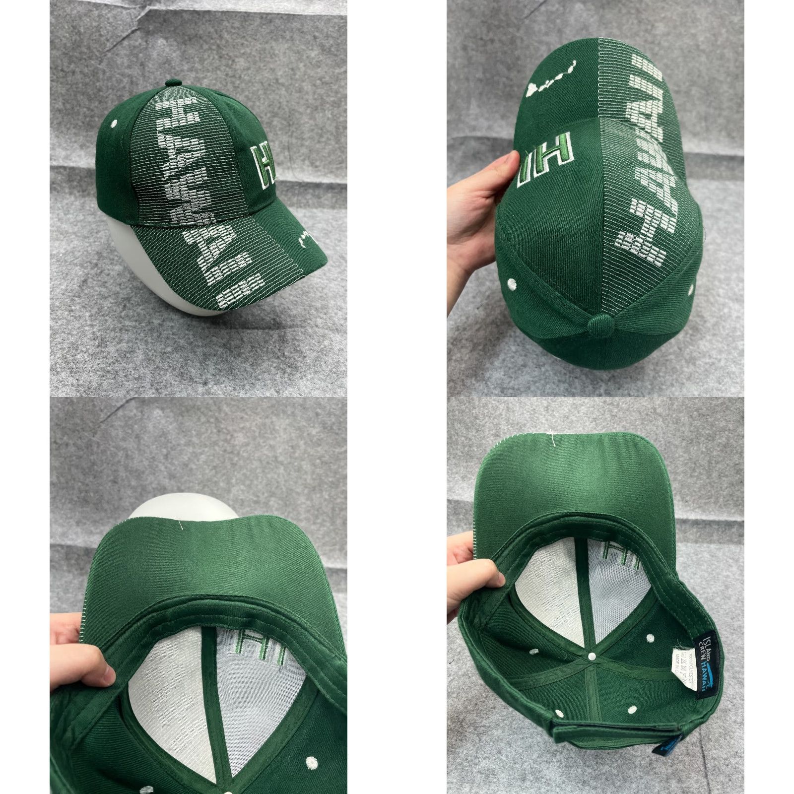 Vintage Island Crew Hawaii Hat Adult One Size Green 100% Polyester Beach Size ONE SIZE - 8 Thumbnail