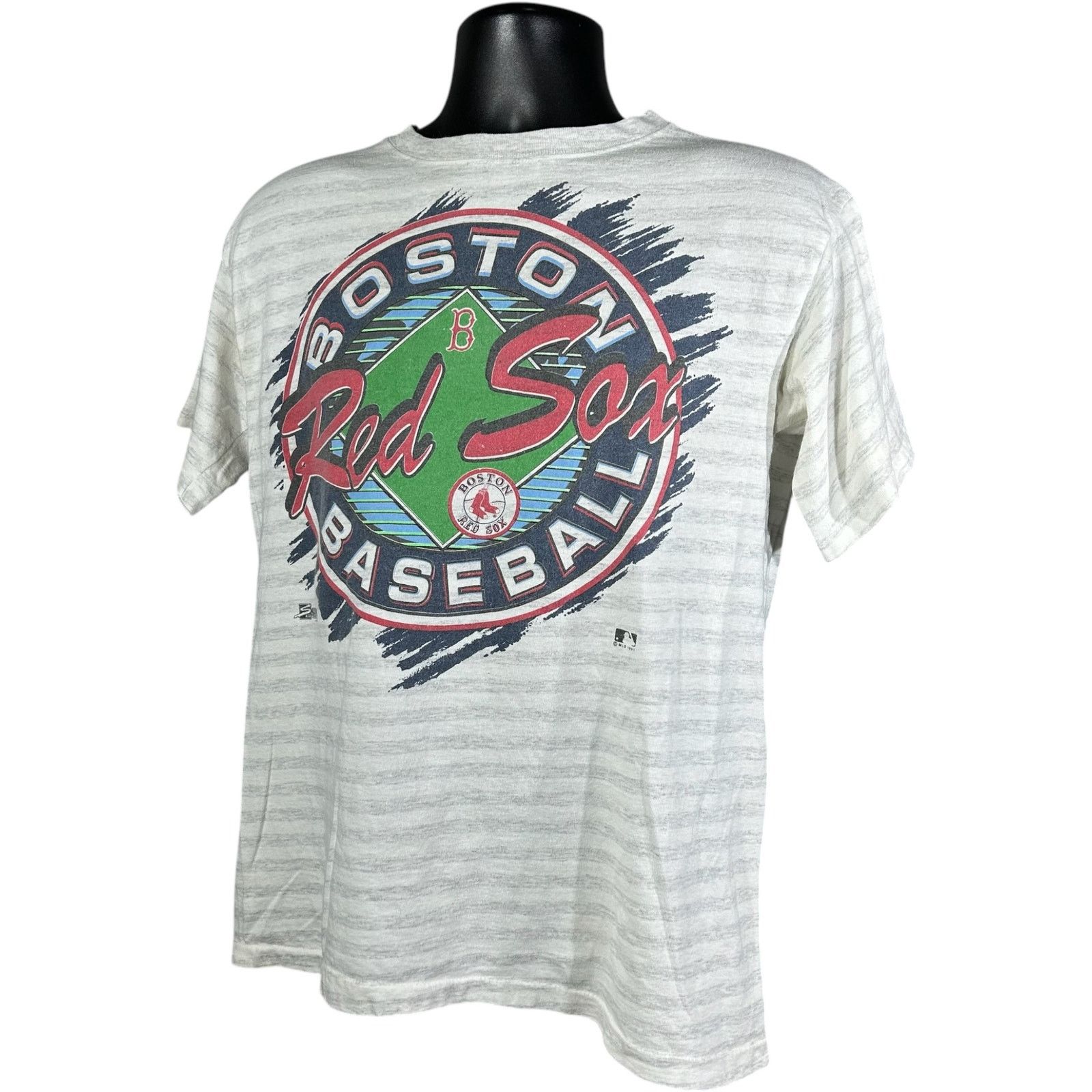 Vintage Vintage Boston Red Sox Striped MLB Tee 90s Medium Size US M / EU 48-50 / 2 - 3 Thumbnail
